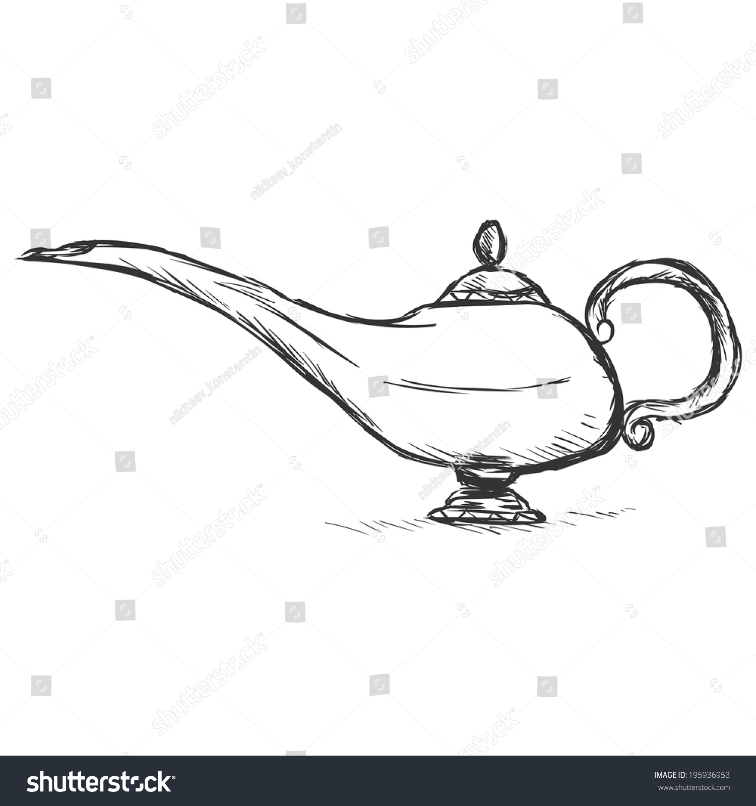 Vector Sketch Magic Genies Lamp Stock Vector Royalty Free Shutterstock