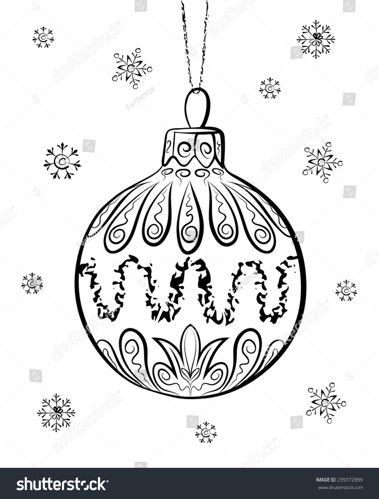 Vector Sketch Christmas  Ball On White Stock Vector 