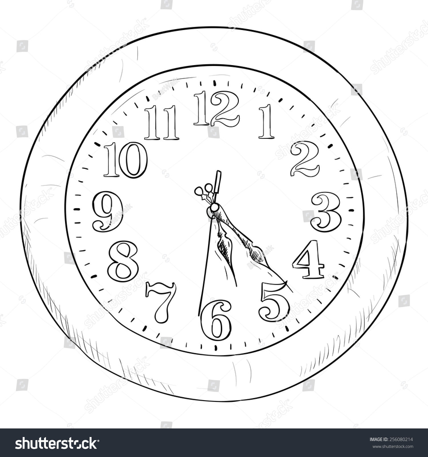 Vector Sketch Clock Hand Draw Illustration Stock Vector 256080214