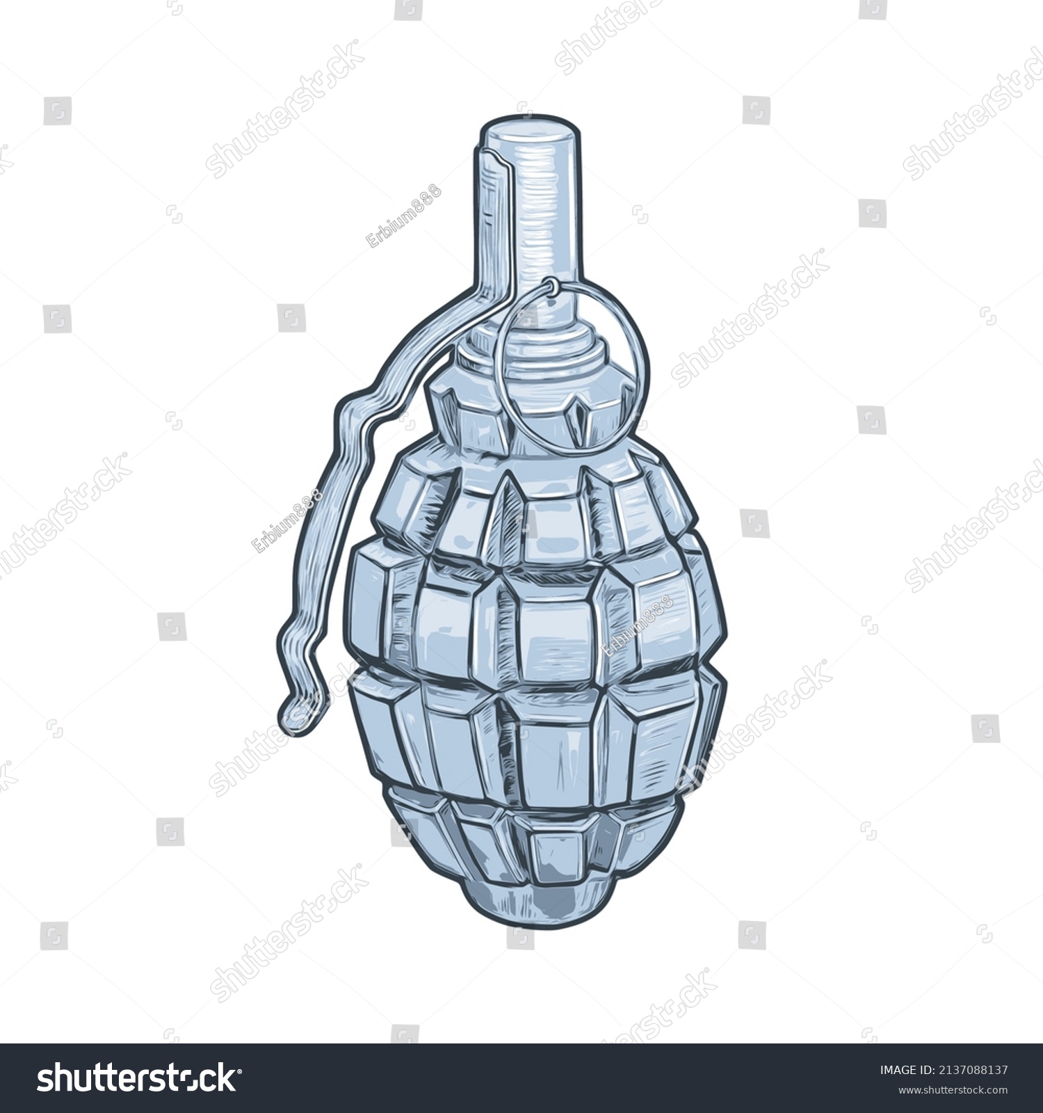 Vector Sketch F1 Grenade Combat Grenade Stock Vector (Royalty Free ...