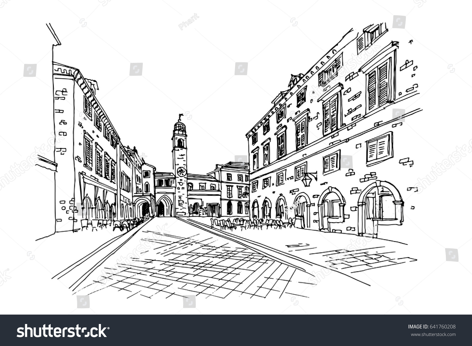 Vector Sketch Sponza Palace Historic Archive Stock Vector (Royalty Free ...