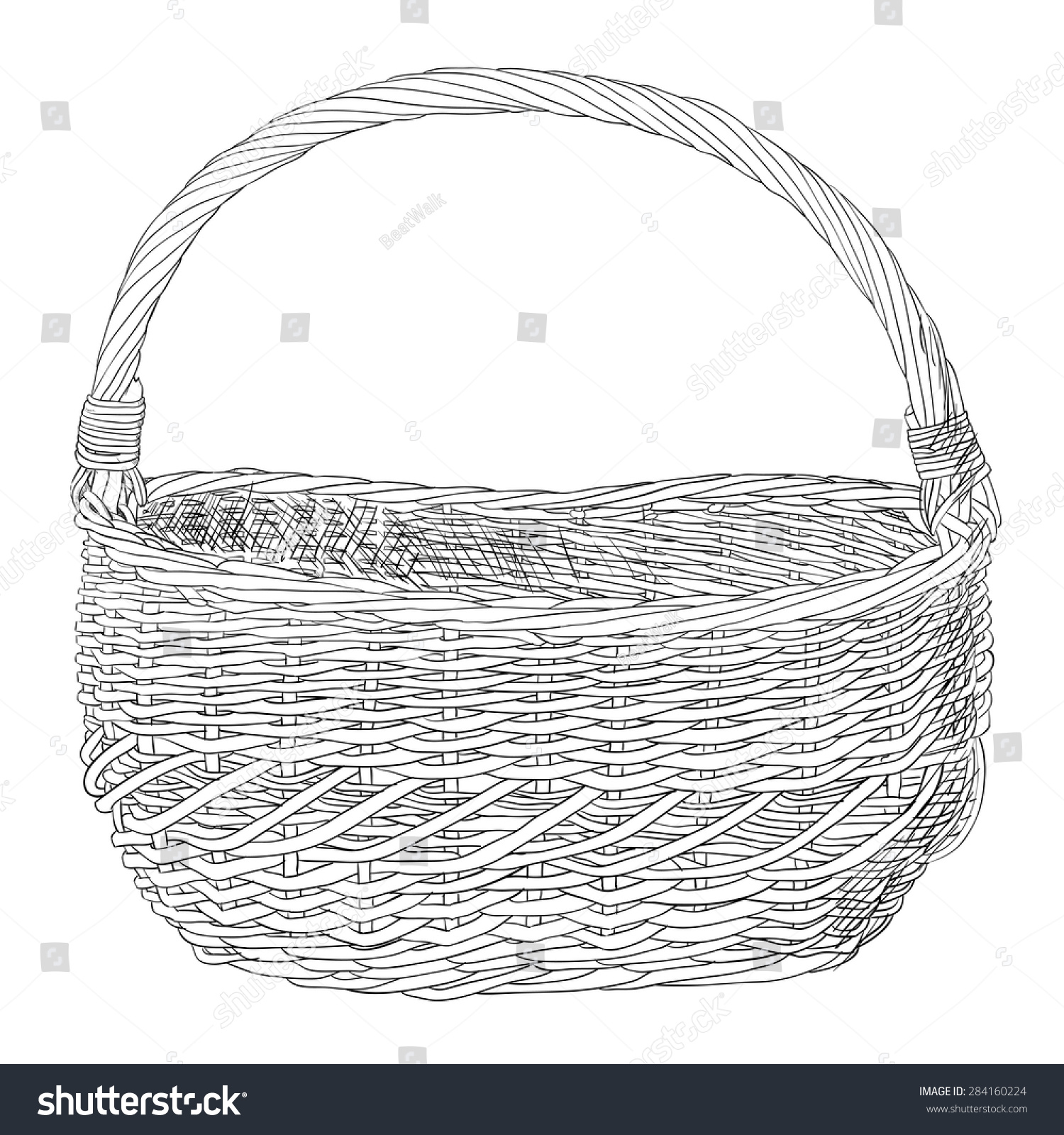 Vector Sketch Of Wicker Basket. Hand Draw Illustration. - 284160224 ...