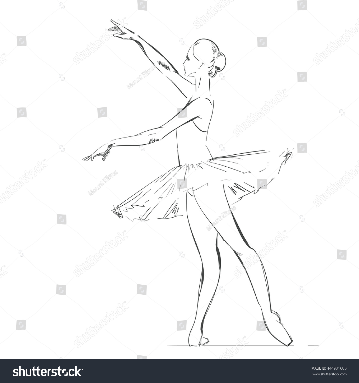 Vector Sketch Young Ballerina Hand Drawing Stock Vector 444931600 ...