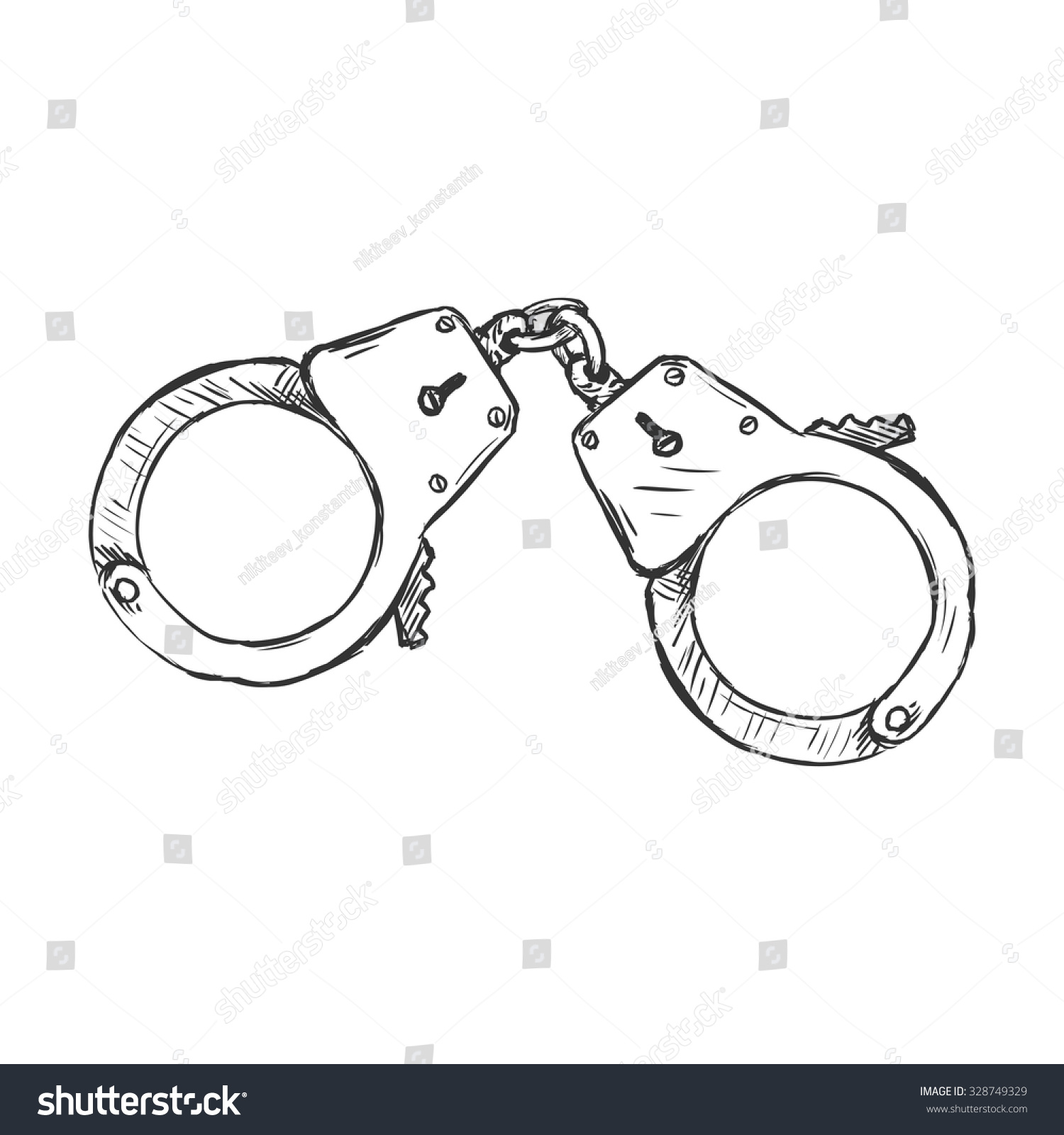 Vector Sketch Police Handcuffs Stock Vector 328749329 - Shutterstock