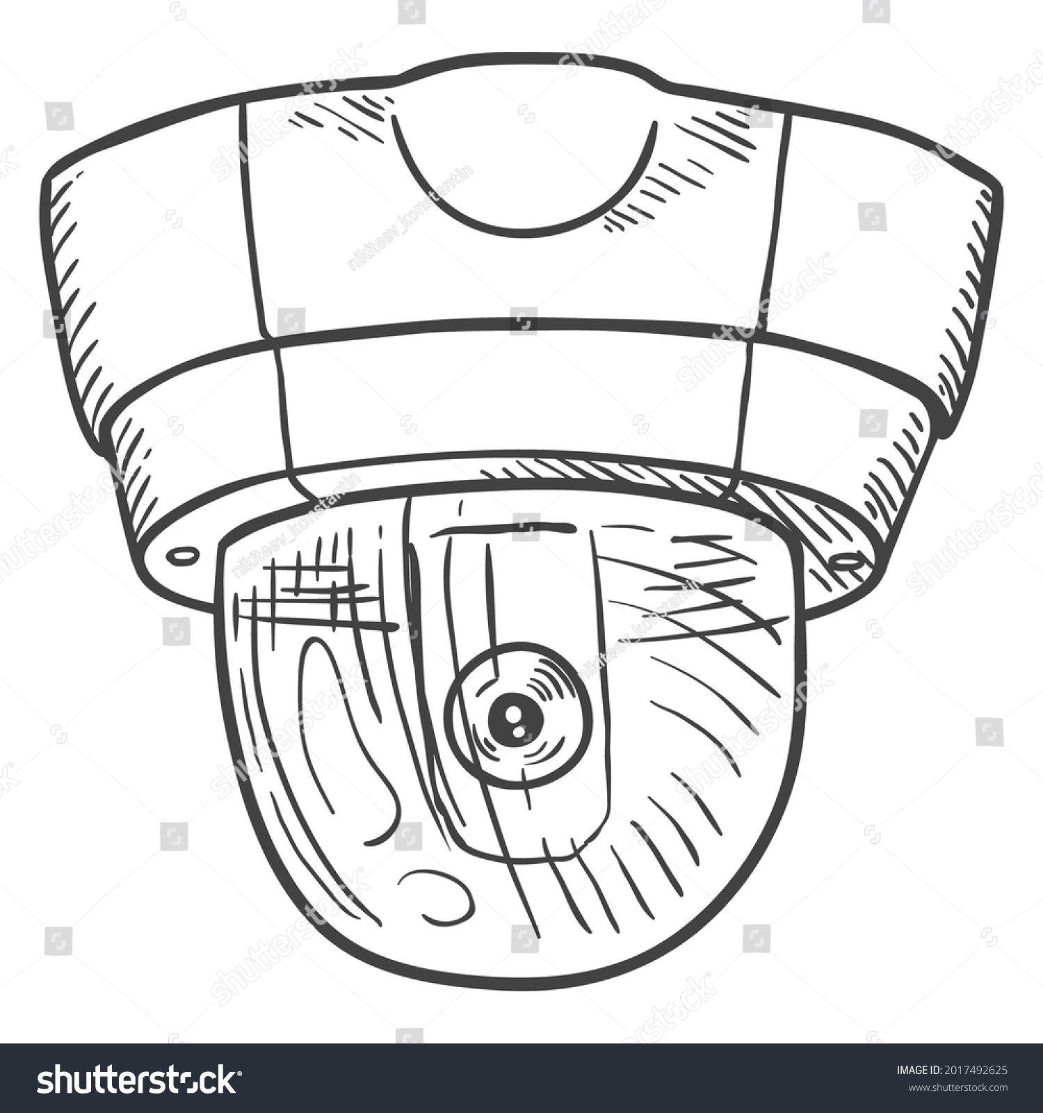 Vector Sketch Security Camera Cctv Hand Stock Vector (Royalty Free ...