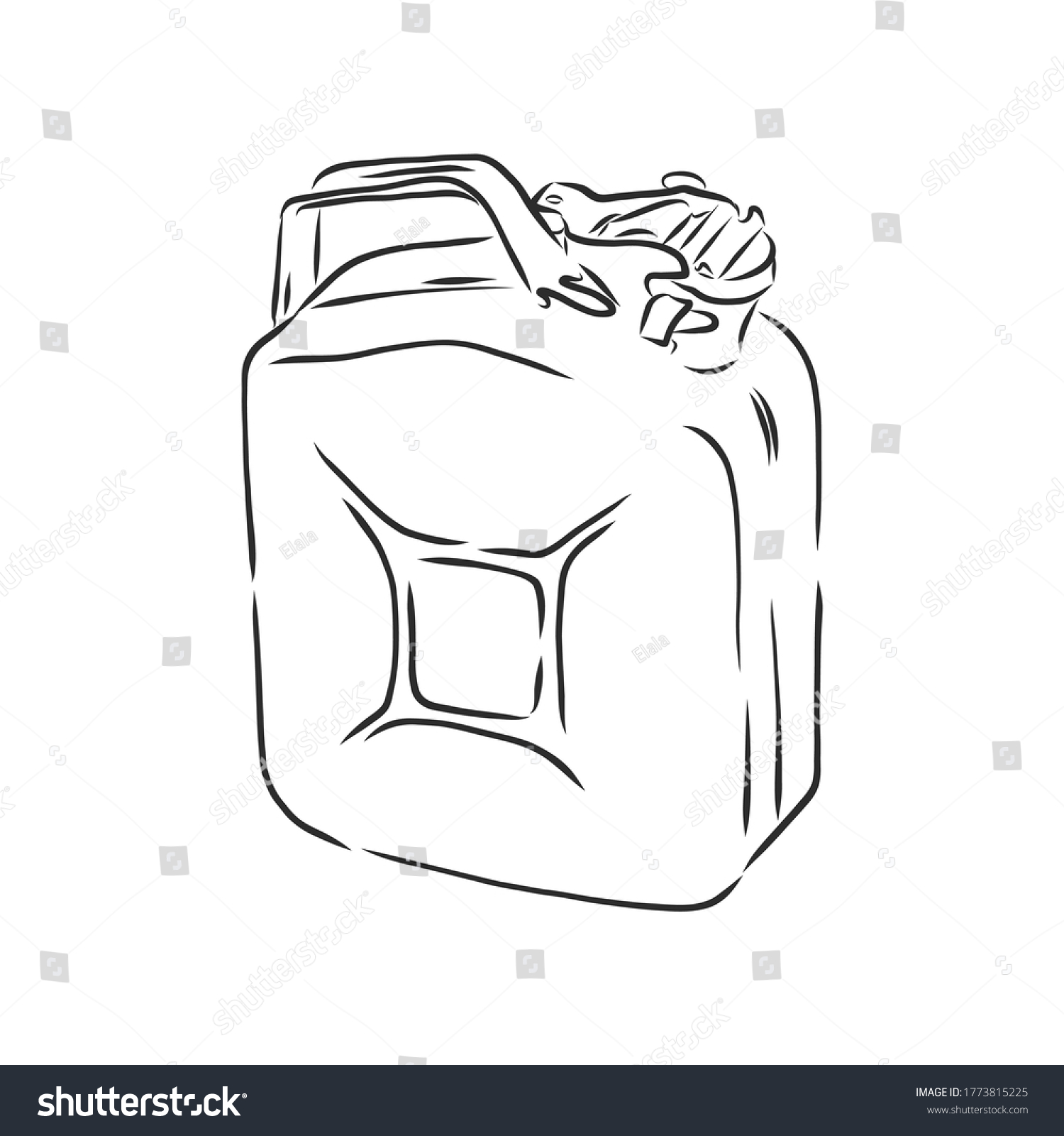 recommend clip art: Vector Sketch Single Jerry Can, fuel canister, vector sketch illustration