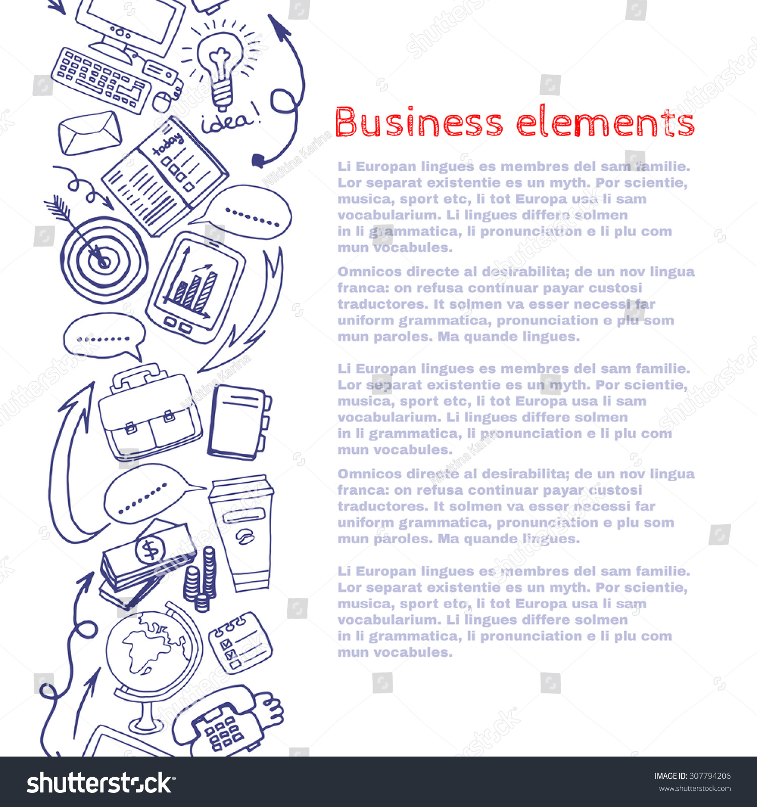 vector sketch style draw business elements stock vector royalty draw template for sport