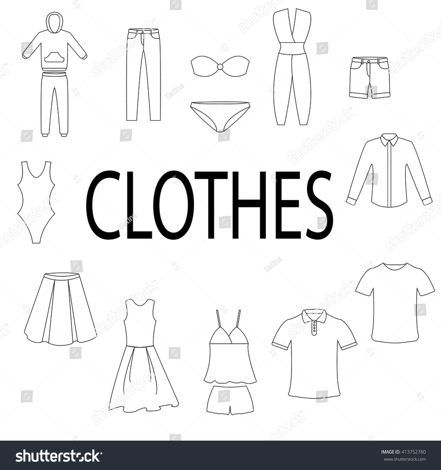 Vector Sketches Clothes Stock Vector (Royalty Free) 413752780