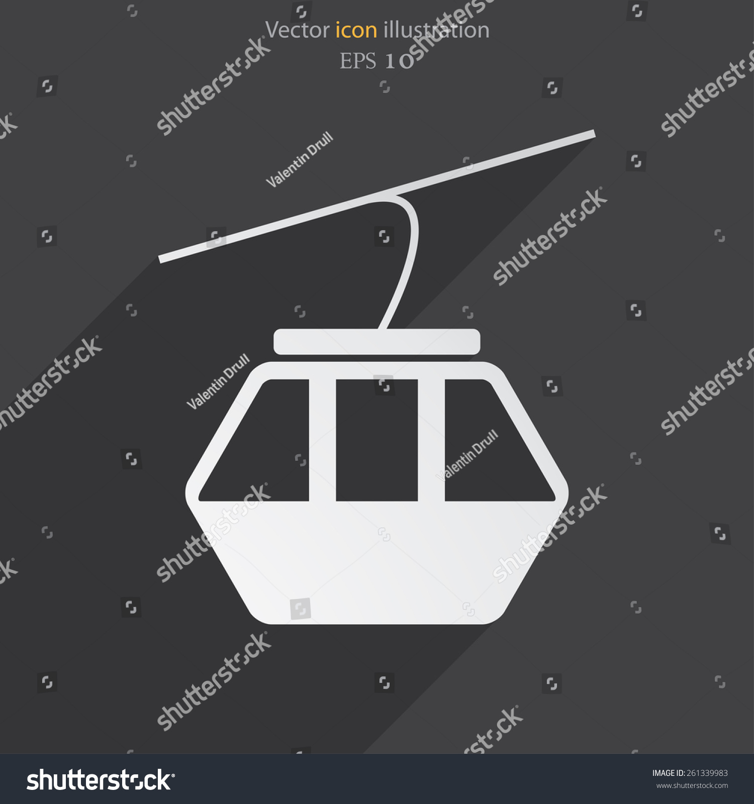 Vector Ski Lift Flat Icon Illustration Stock Vector (Royalty Free