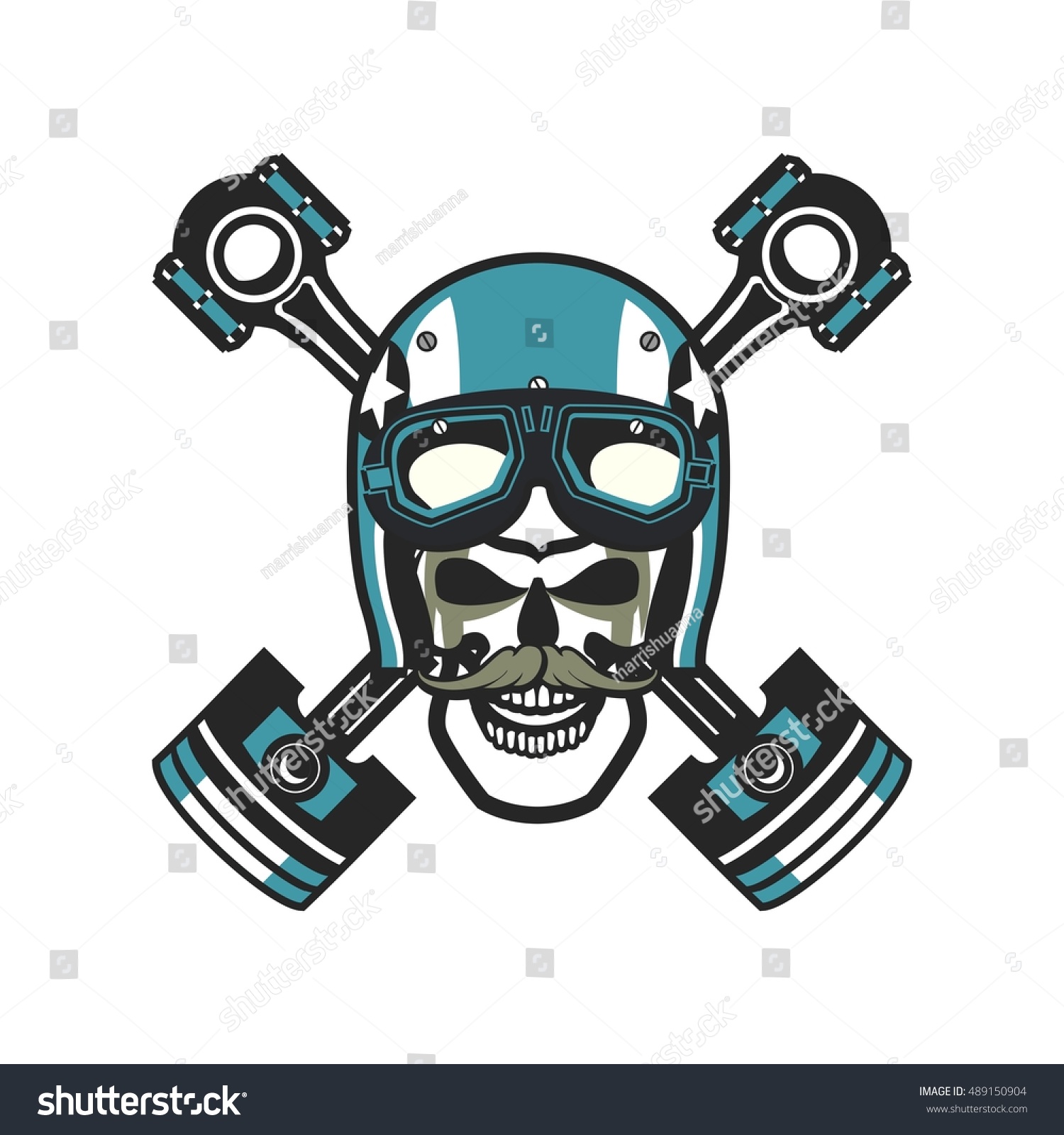 Vector Skull Emblem Helmet Pistons On Stock Vector 489150904