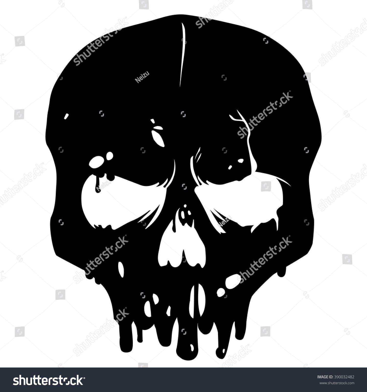 Vector Skull Silhouette Isolated On White Stock Vector 390032482