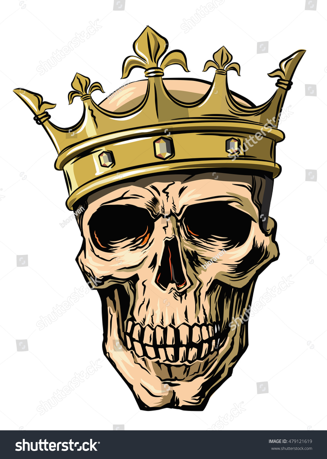 Vector Skull Crown On White Background Stock Vector 479121619