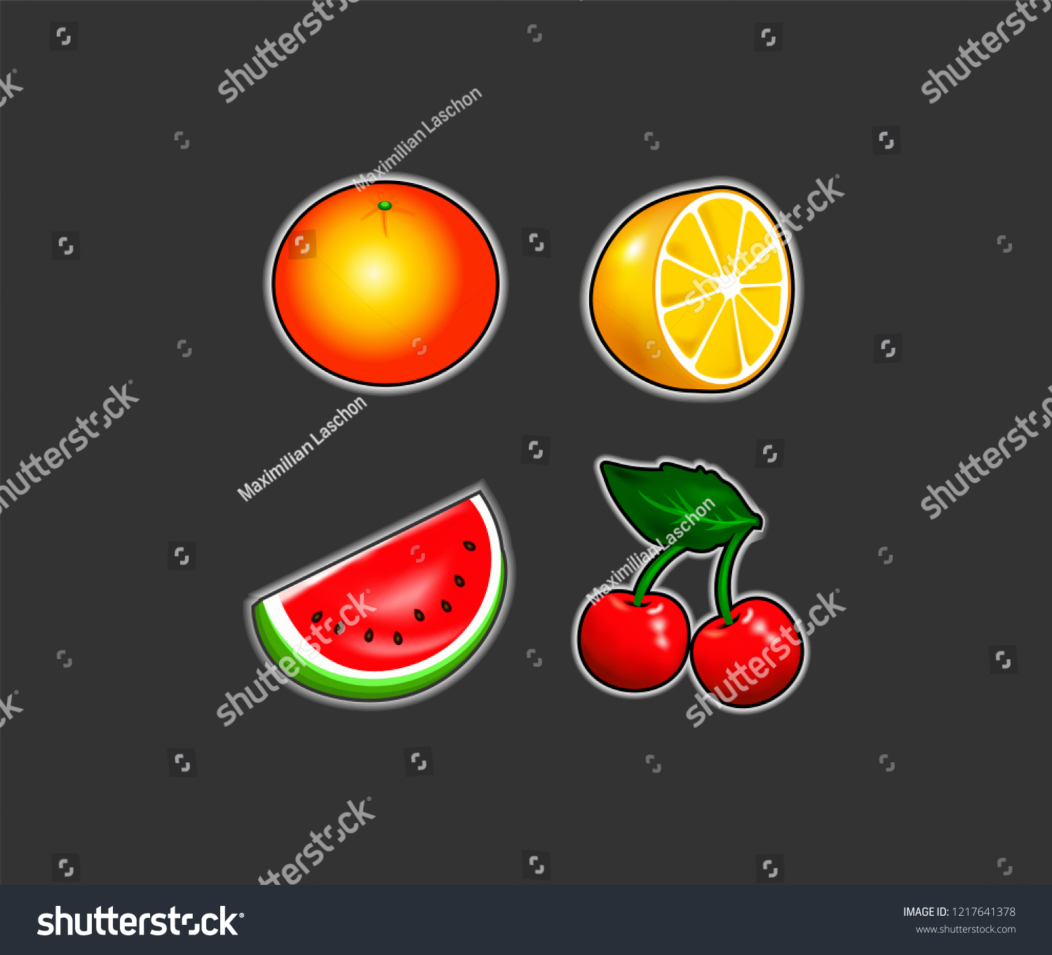 Vector Slot Machine Symbols Set Stock Vector (Royalty Free) 1217641378