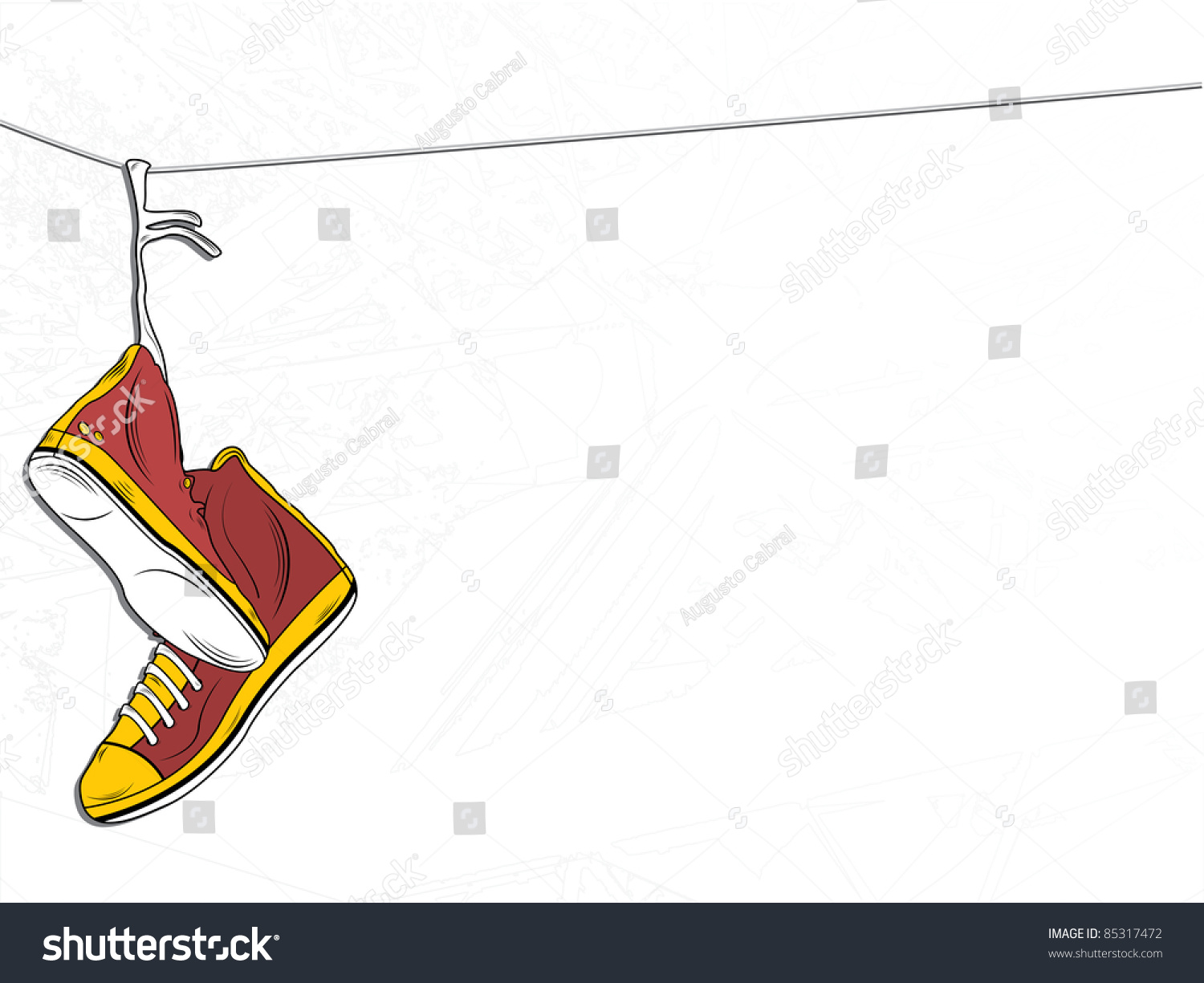 SVG of Vector - Sneakers Hanging on wire on White Background svg