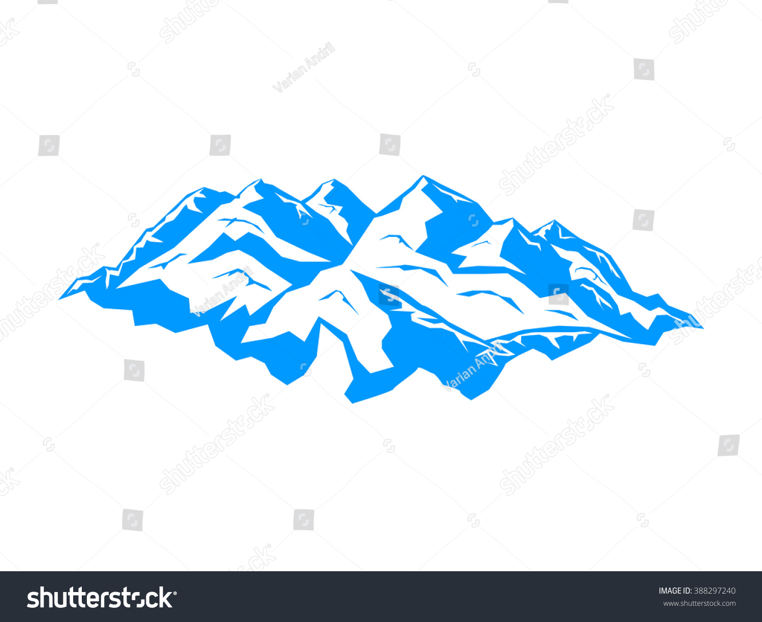 Vector Snow Mountains Peak Logo Alpine Landscape Outline Illustration ...