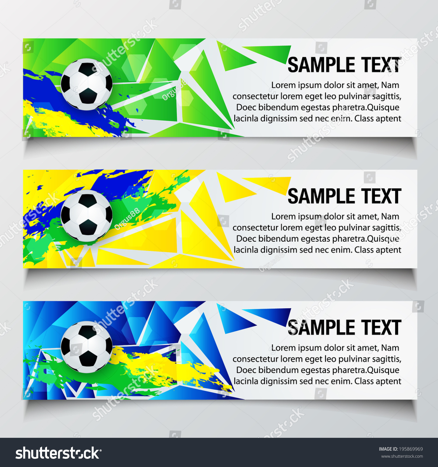 Vector Soccer Banner Brazil Flag Color Stock Vector (Royalty Free ...