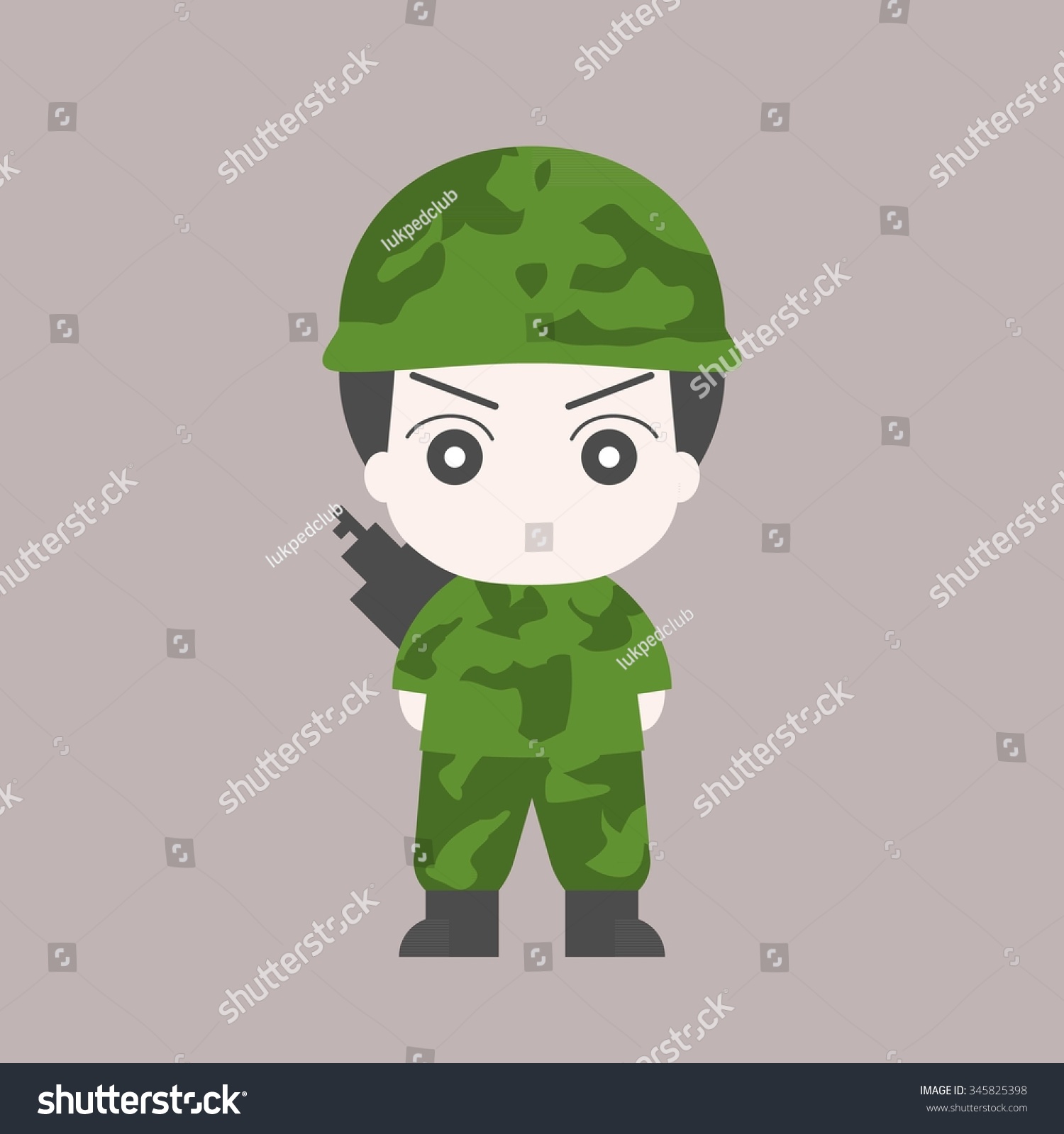 Vector Soldier Cartoon Flat Design Stock Vector (Royalty Free) 345825398