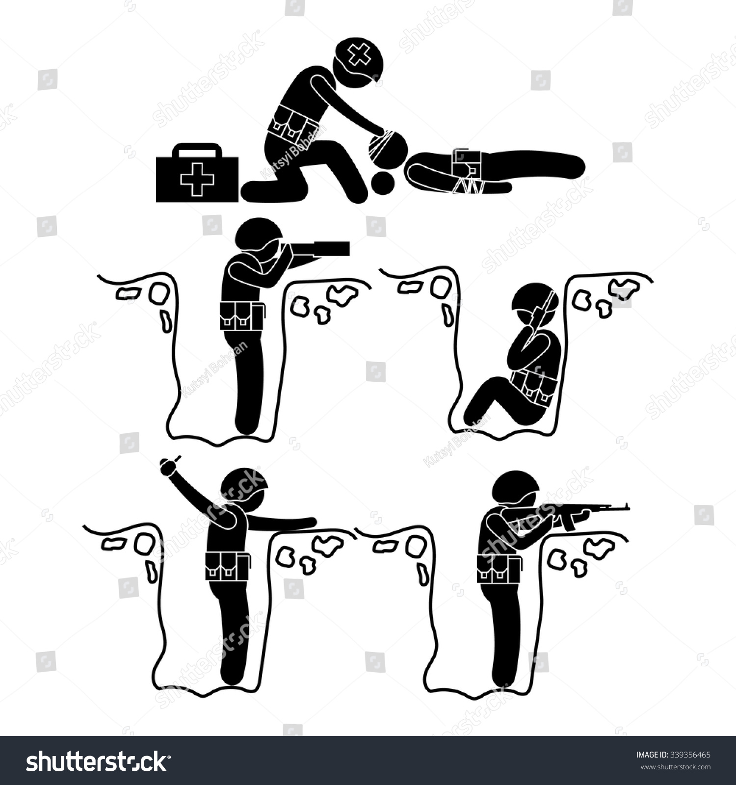 Vector Soldiers People Sniping Stick Figure Stock Vector (Royalty Free ...