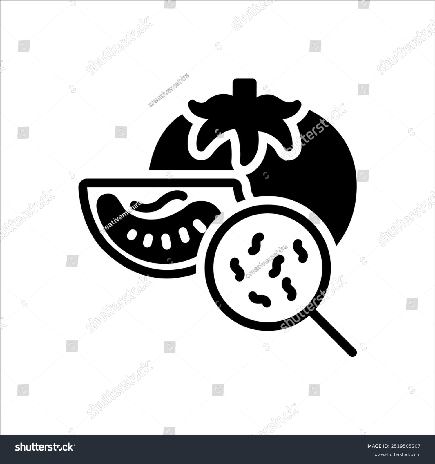 black tomato slice and bacteria inspection clip art preview