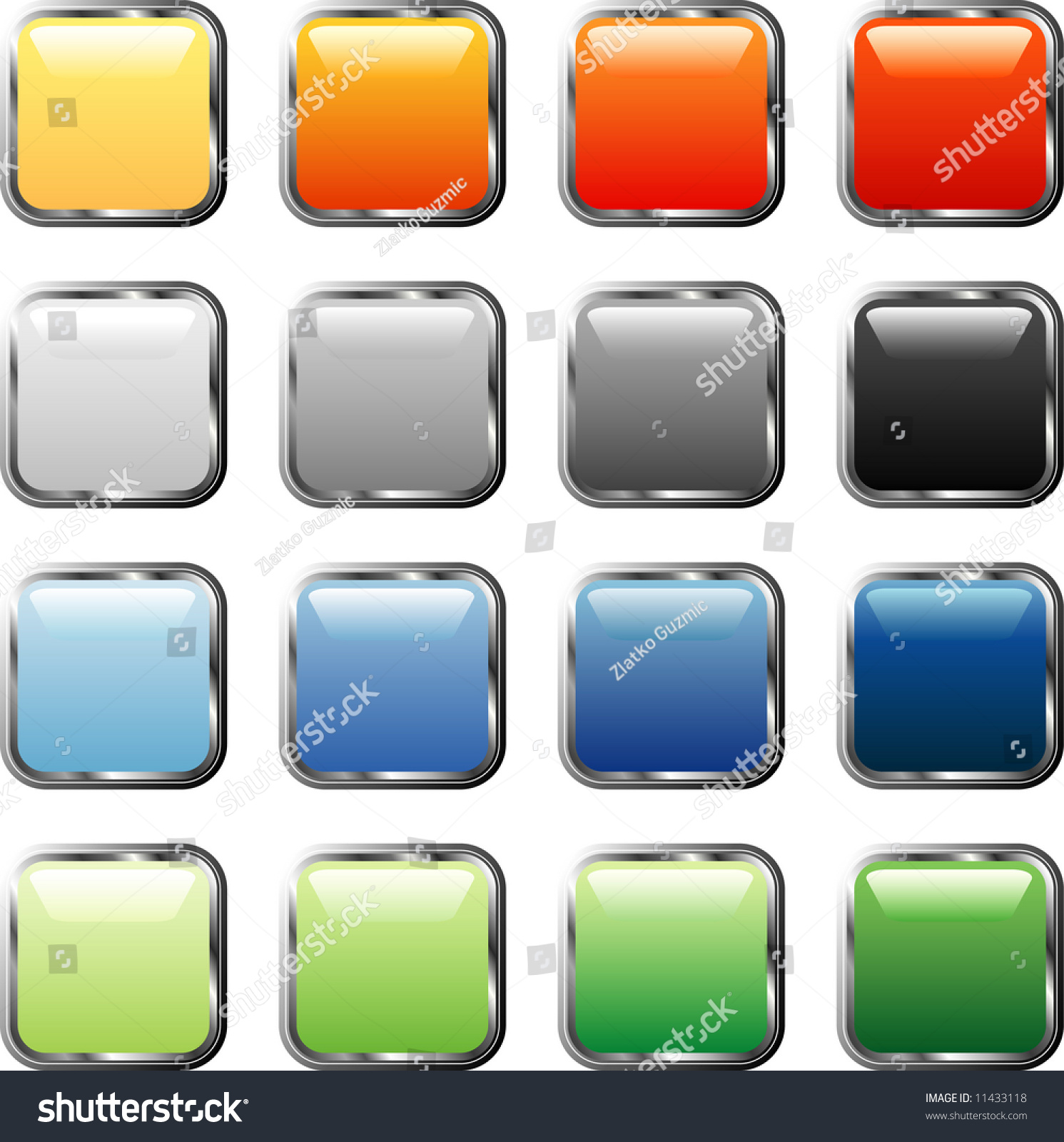 Vector Square Buttons With Silver Frame - 11433118 : Shutterstock