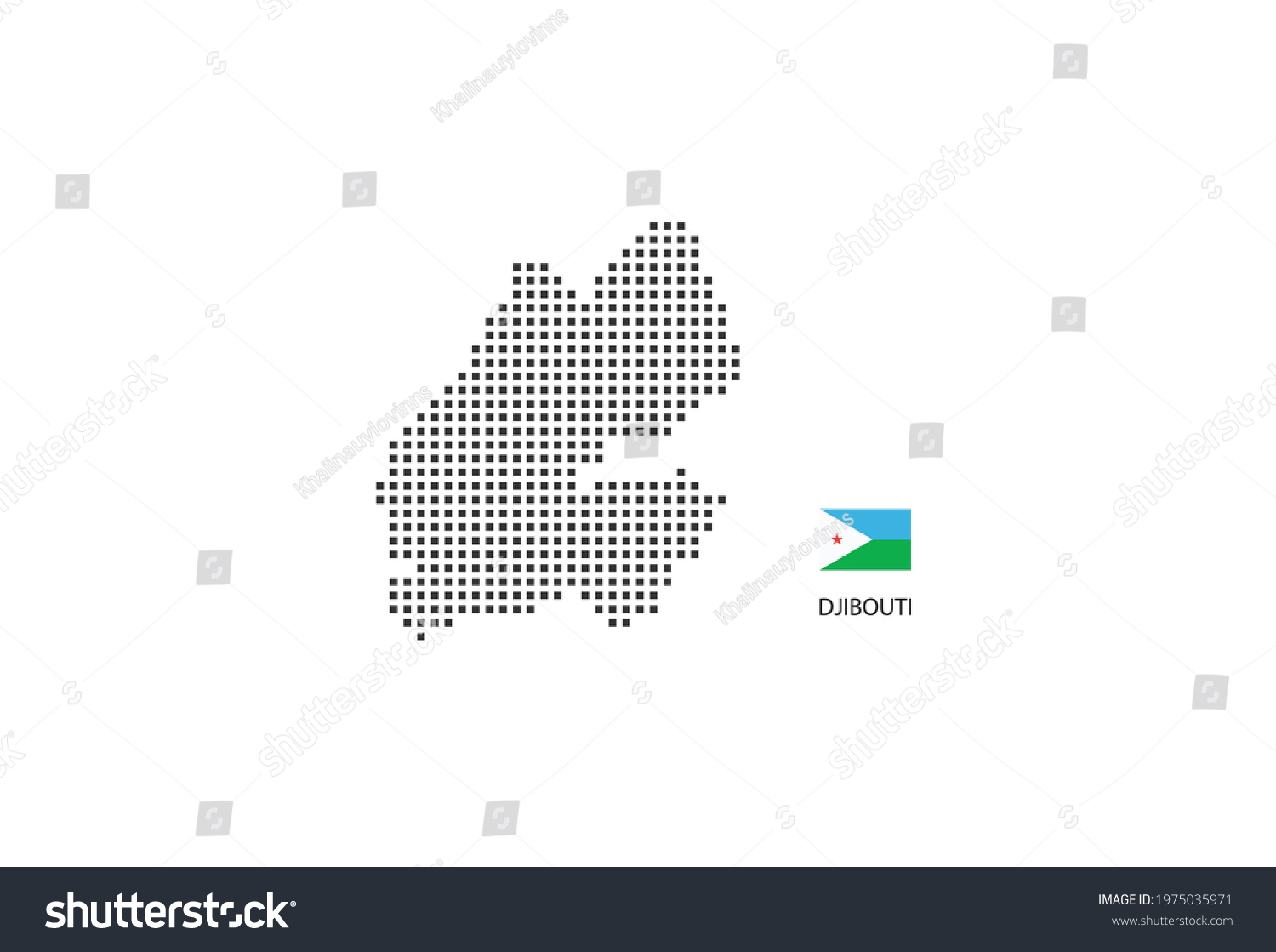 SVG of Vector square pixel dotted map of Djibouti isolated on white background with Djibouti flag. svg