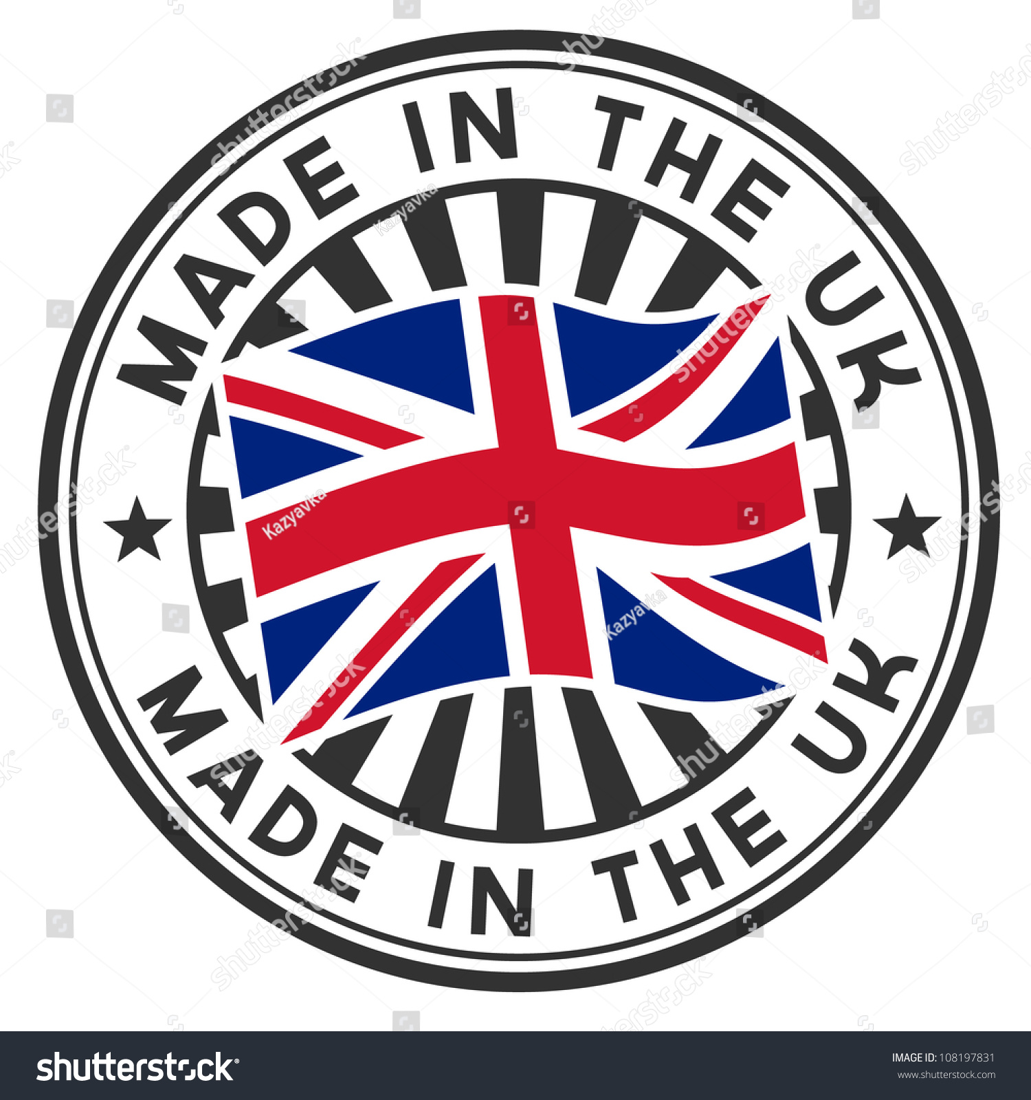 SVG of Vector stamp with flag of GB, circular lettering made in the UK. svg