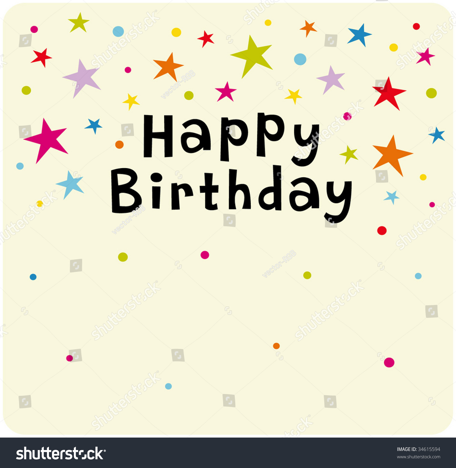 Vector Star Background Birthday Card Design - 34615594 : Shutterstock