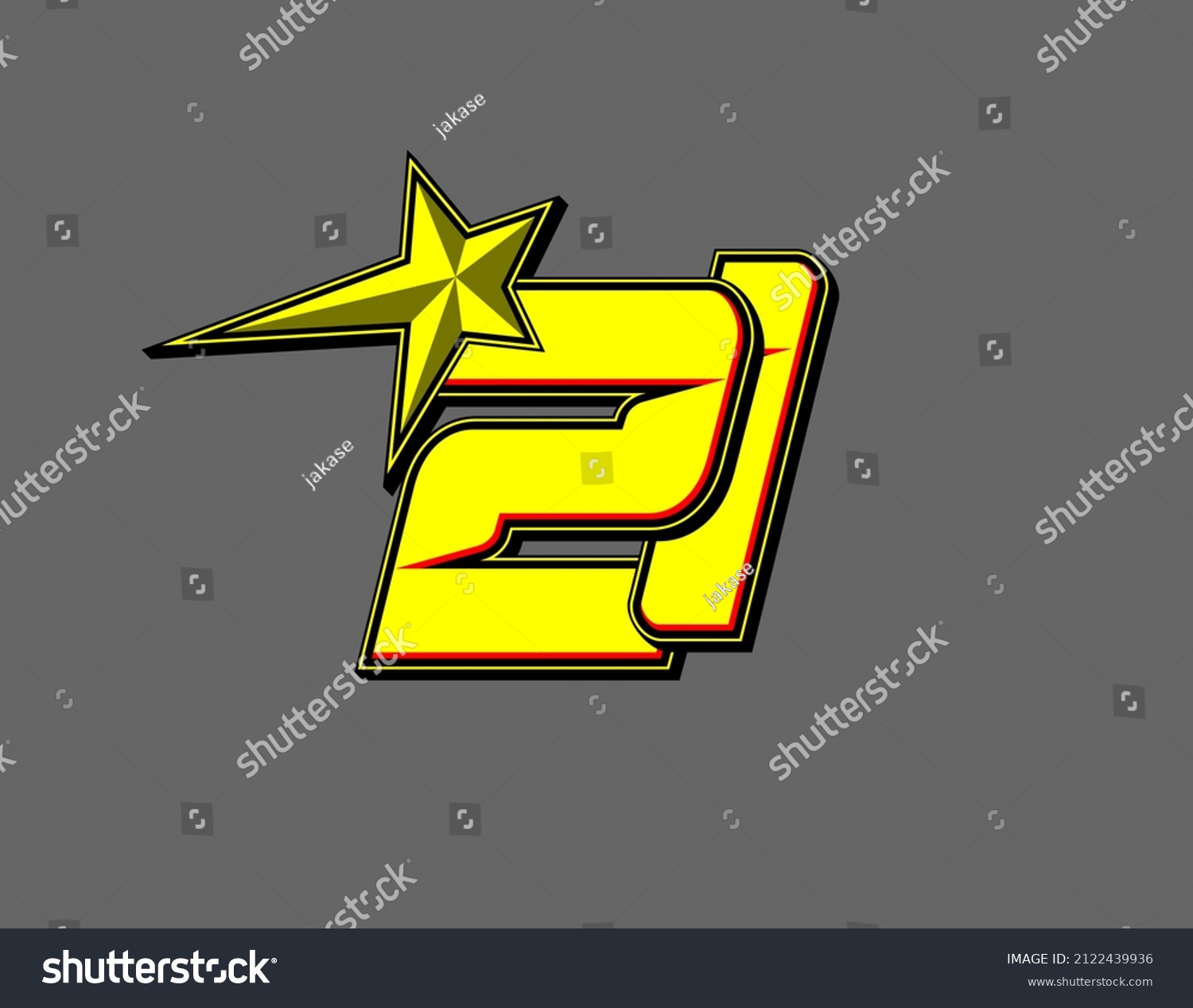 Vector Star Racing Number 21 Flat Stock Vector (Royalty Free) 2122439936