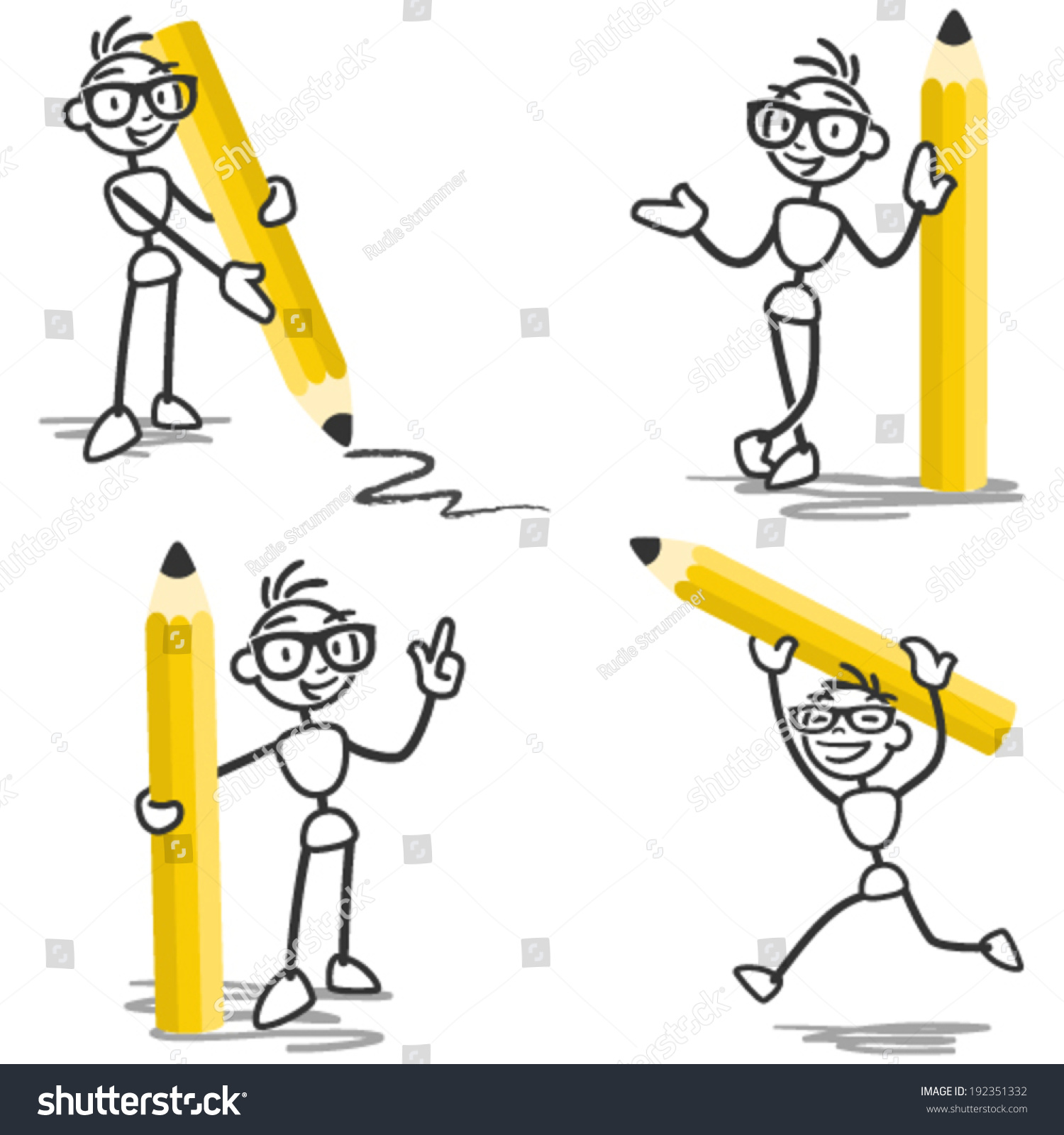 Vector Stick Figure Set Stickman Holding Stock Vector 192351332 ...