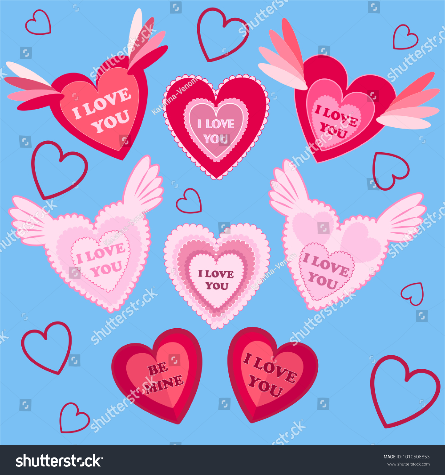 Vector Stiker Hearts Valentines Day Celebrate Stock Vector
