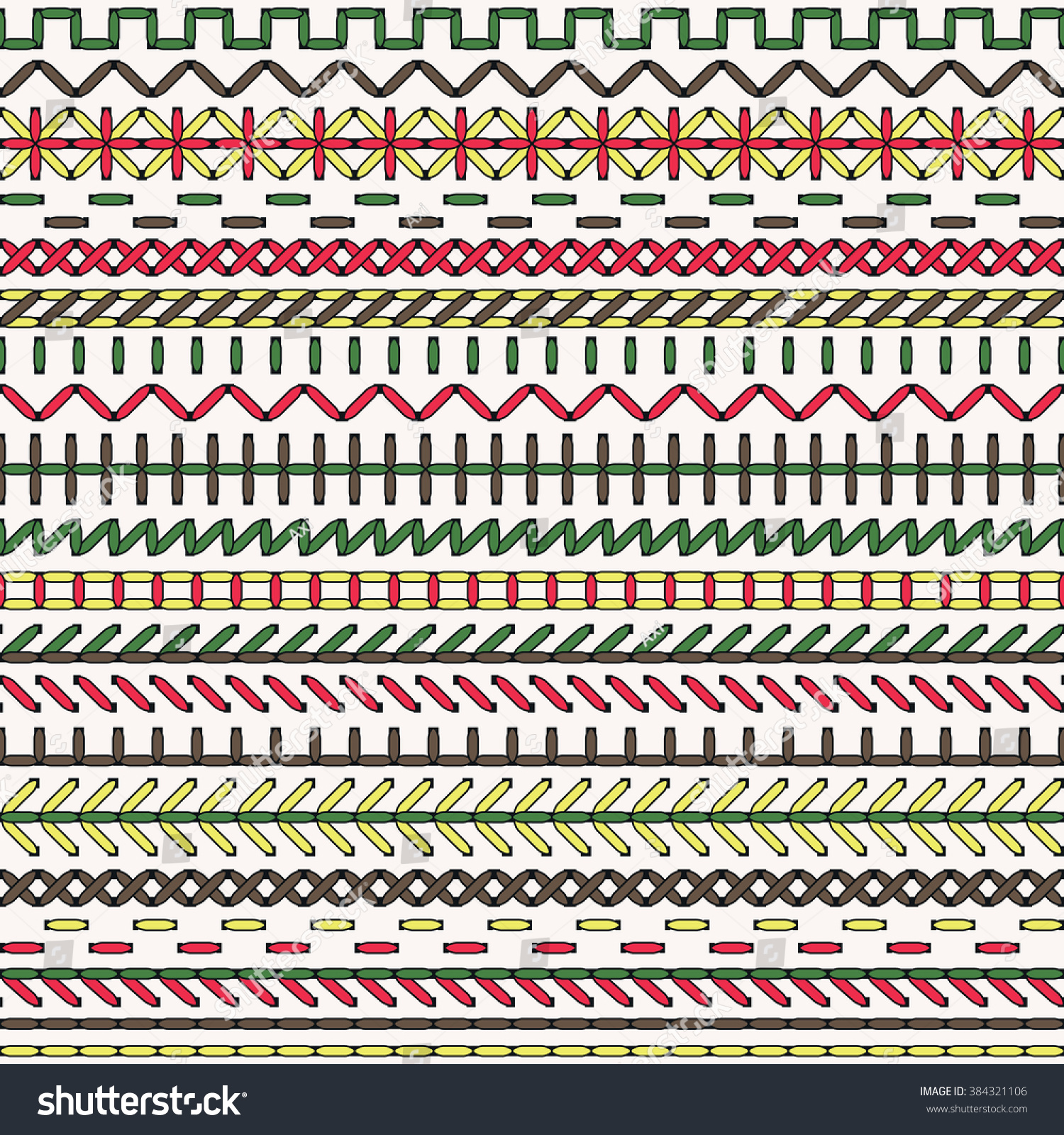 Vector Stitch Seamless Pattern. Embroidery Borders. Sewing Elements ...
