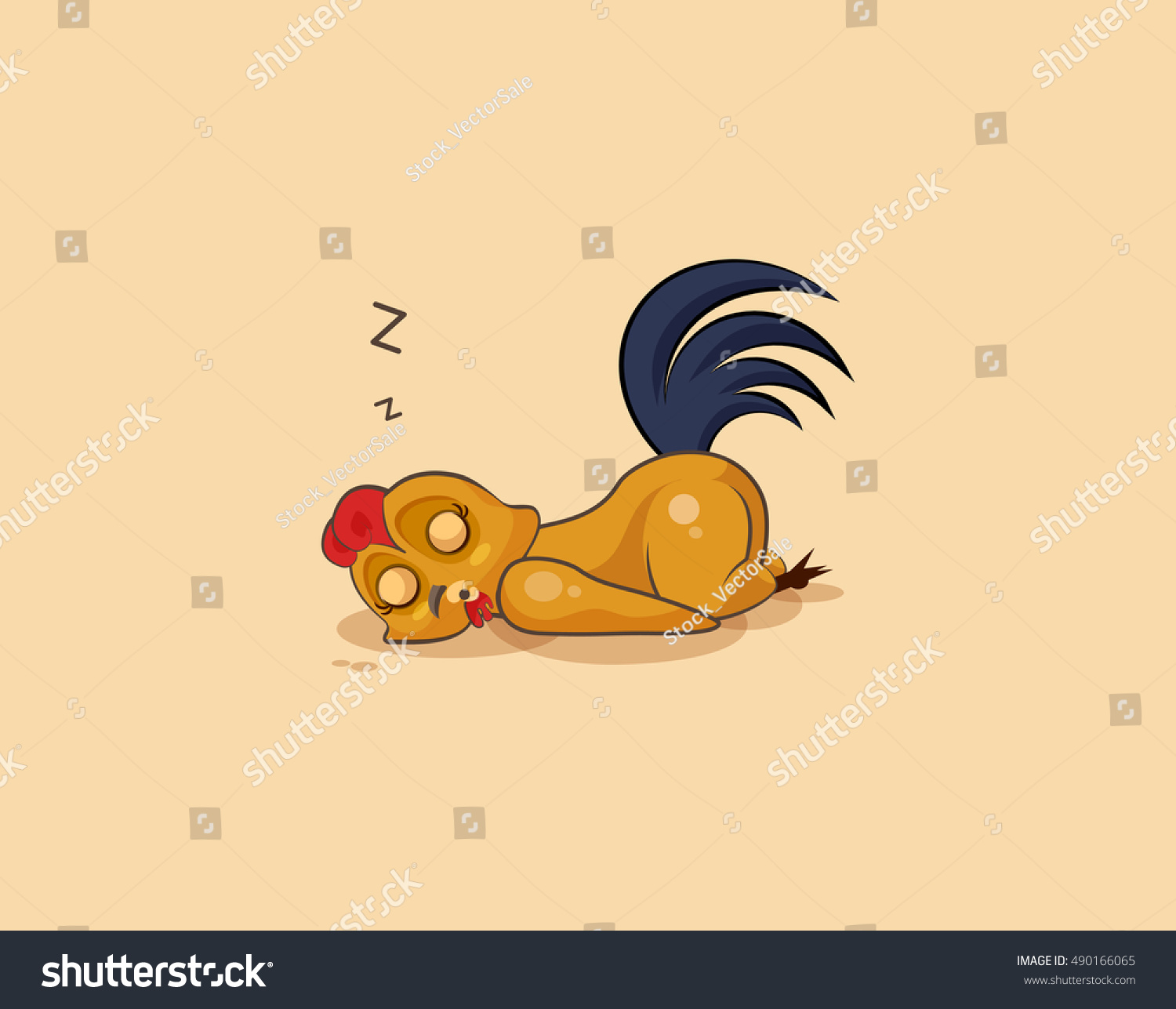 SVG of Vector Stock Illustration isolated Emoji character cartoon Cock sleeps on the stomach sticker emoticon for site, info graphics, video, animation, websites, e-mails, newsletters, reports, comics svg