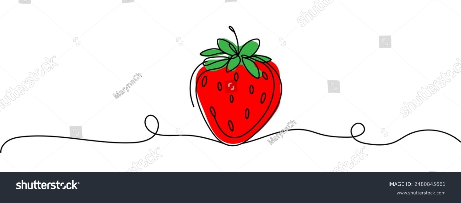 recommend clip art: Vector strawberry with one line style and spots.