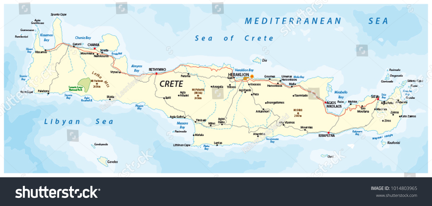 SVG of vector street map of greek mediterranean island crete svg
