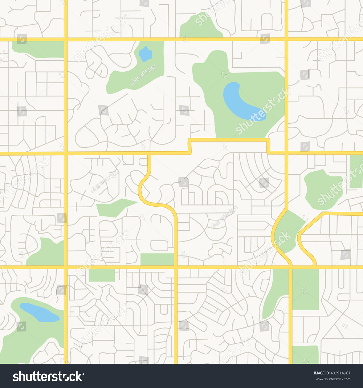 Vector Streets City Map Stock Vector (Royalty Free) 403914961 ...