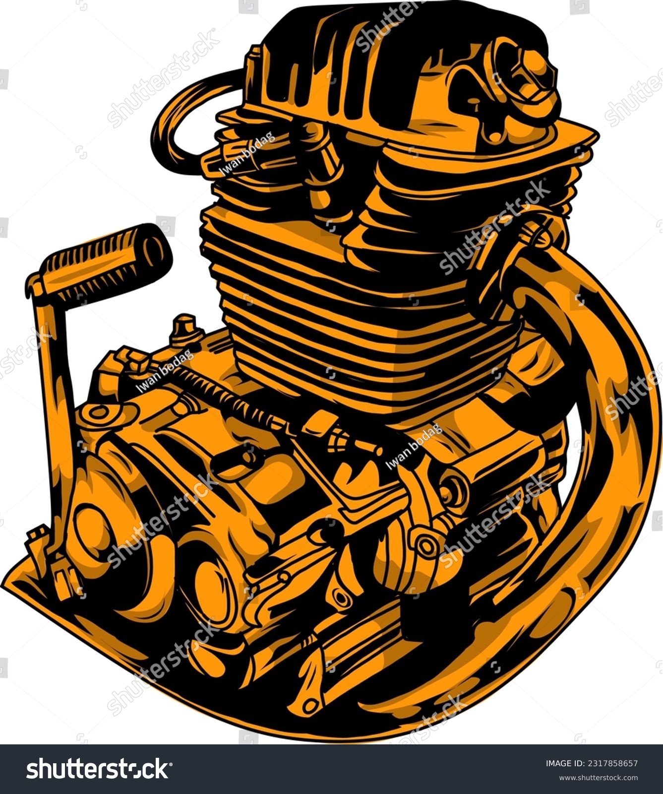 SVG of vector style motorcycle engine with golden color svg