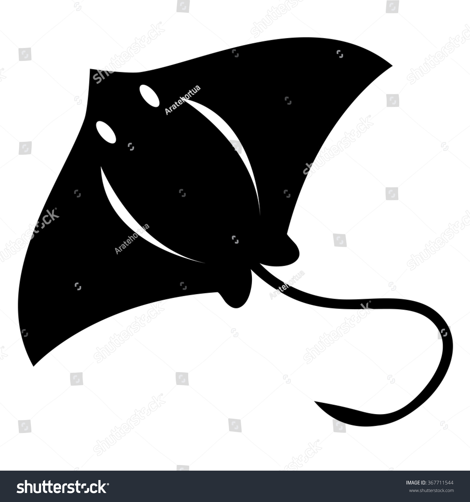 Vector Stylish Cartoon Stingray Isolated On Stock Vector 367711544 ...