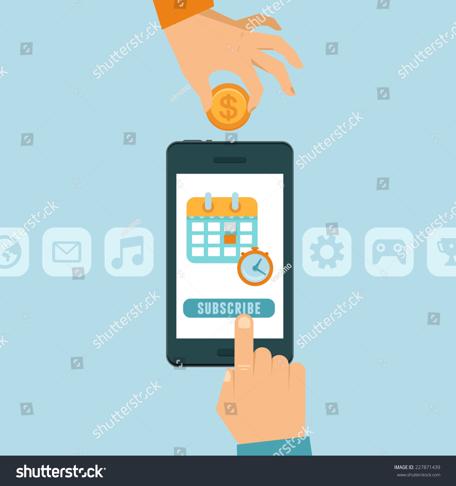 Vector Subscription Business Model Concept Flat Stock Vector (Royalty