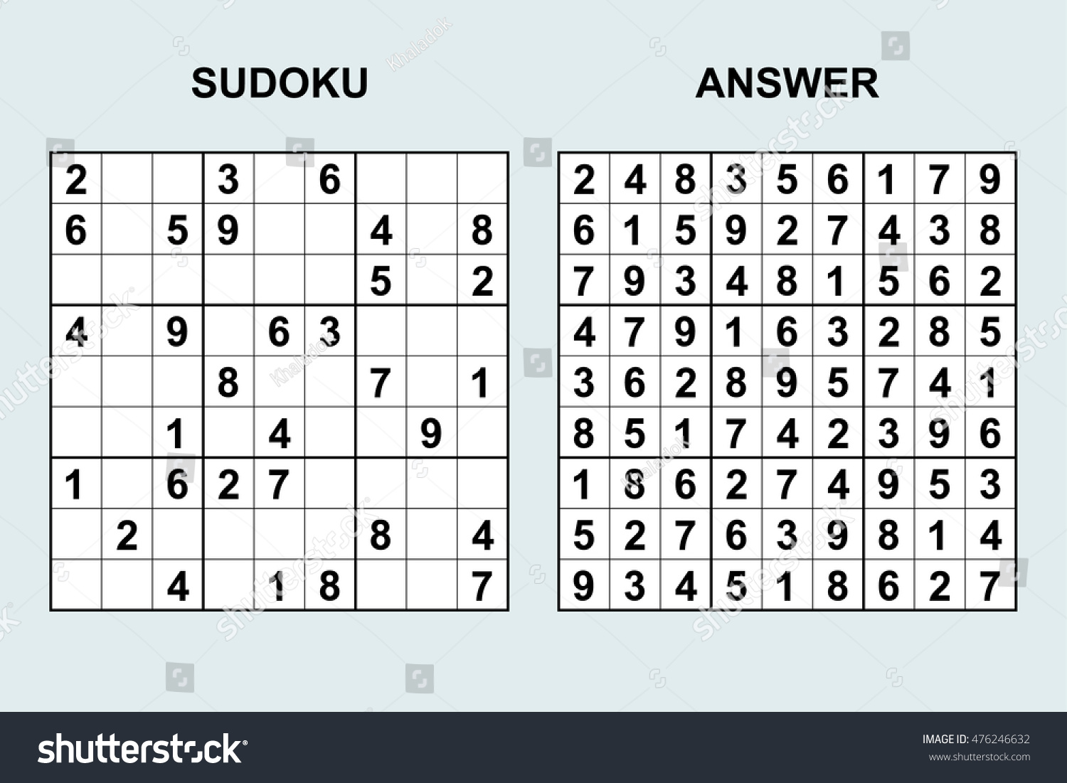 Vector Sudoku Answer Puzzle Game Numbers Stock Vector (Royalty Free