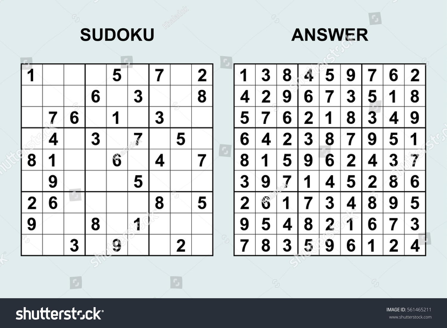 Vector Sudoku Answer 42 Puzzle Game Stock Vector 561465211 - Shutterstock