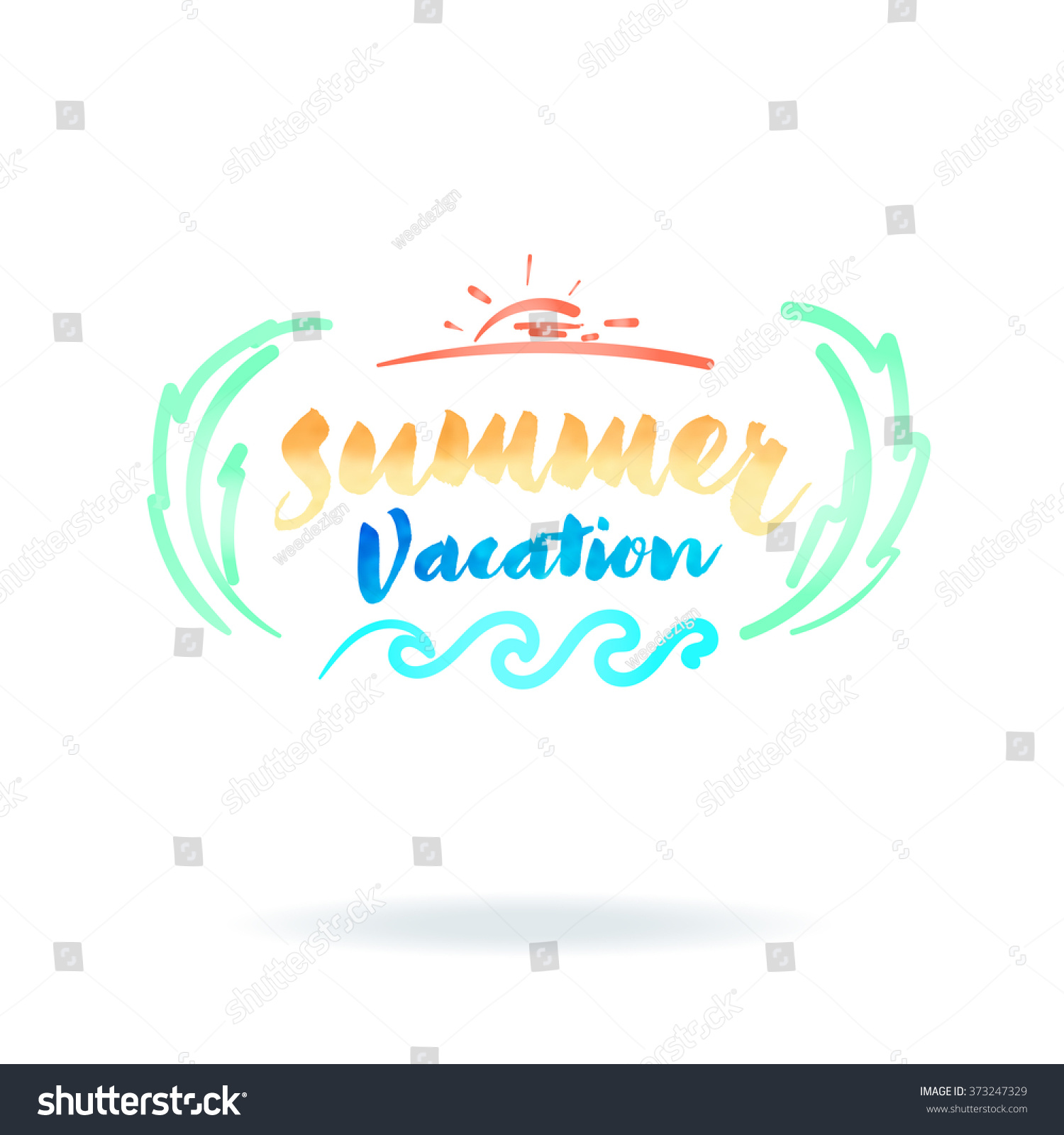 Vector Summer Vacation Word Watercolor Texture Stock Vector 373247329 ...