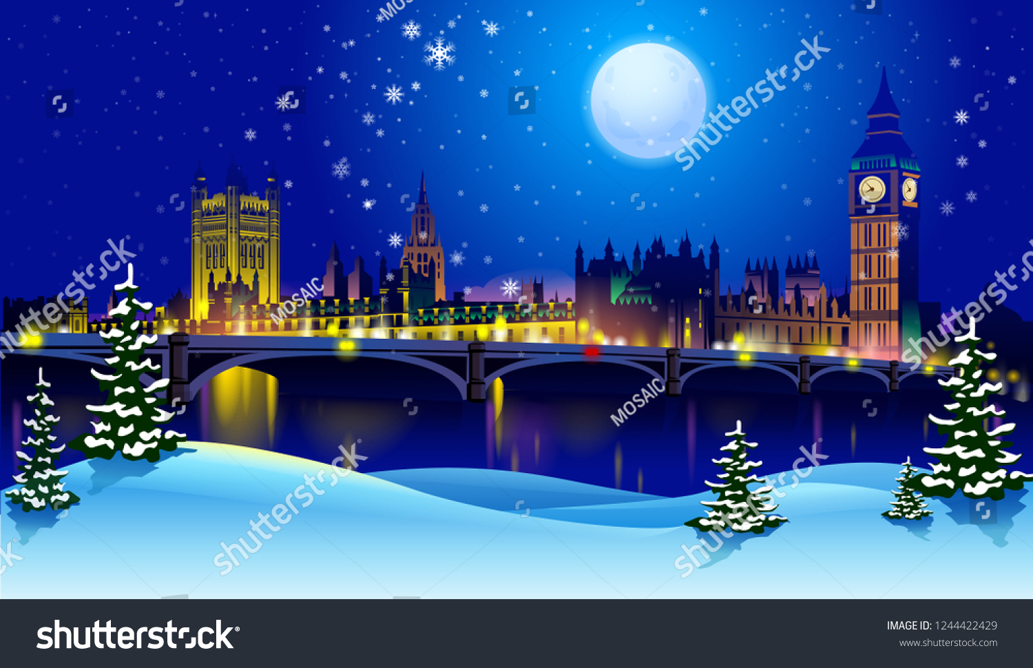 Vector Sunset Silhouette London Night Stars Stock Vector Royalty Free