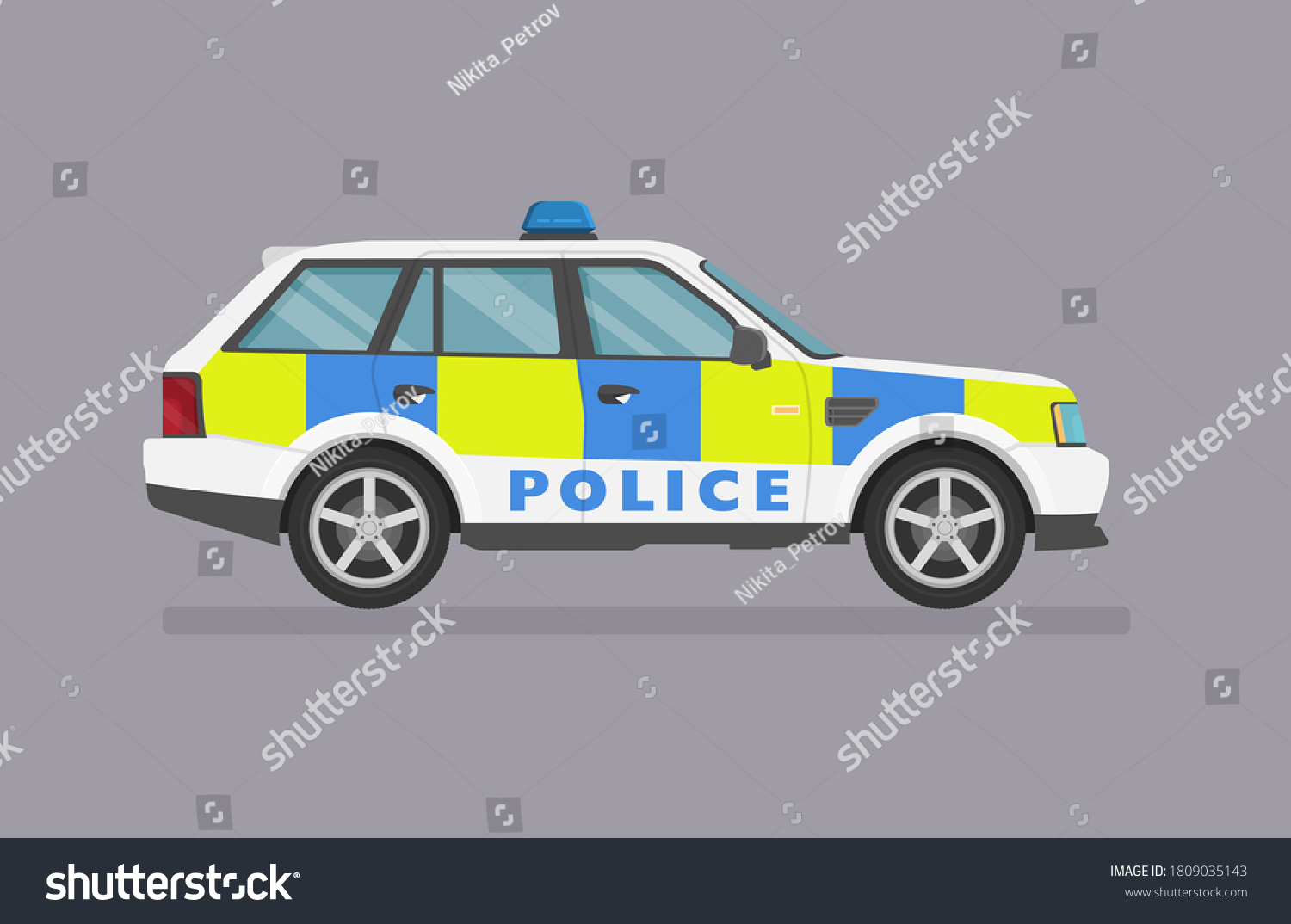 SVG of Vector suv car. English car police car side view on white background. svg
