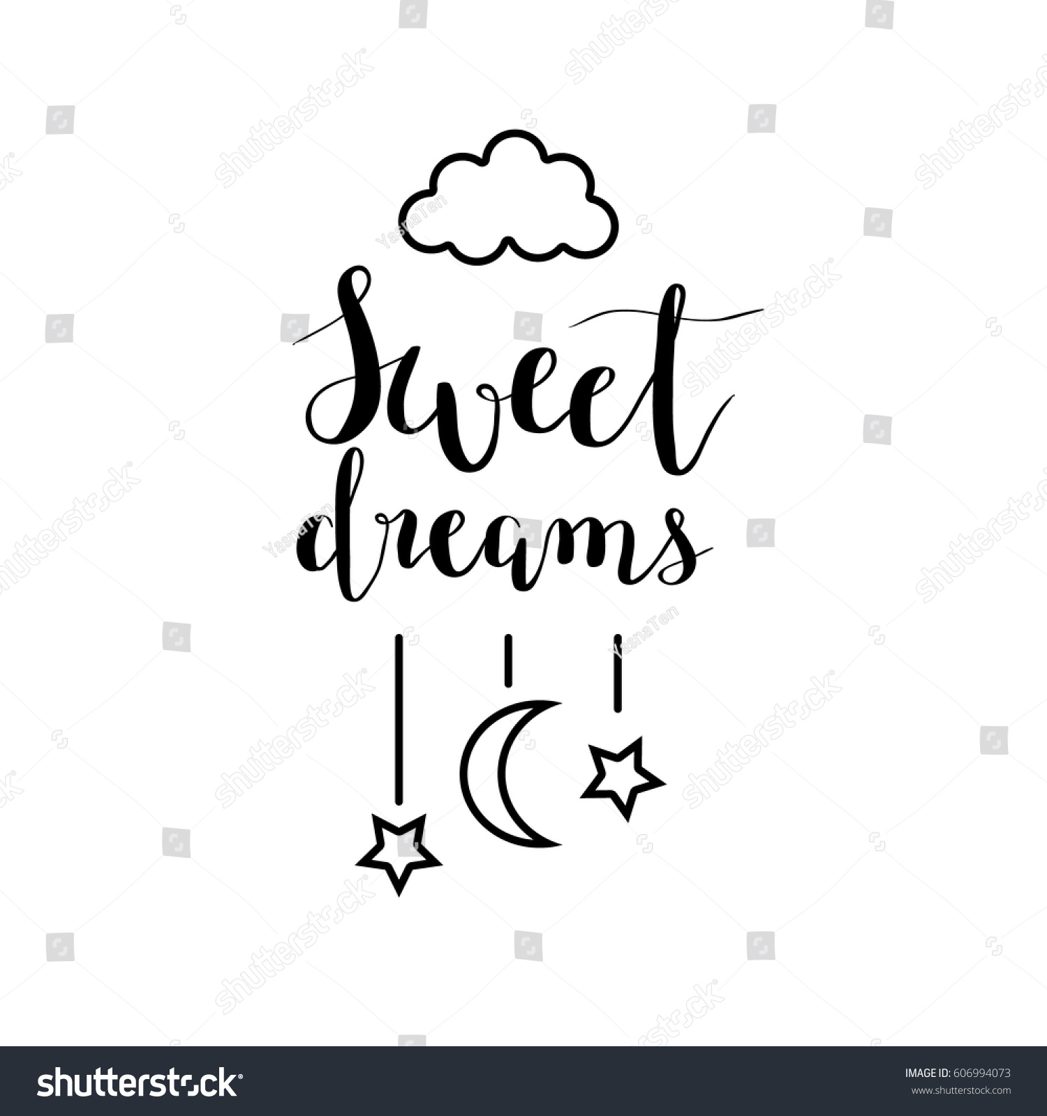 Vector Sweet Dreams Calligraphy Design Handdrawn Stock Vector (Royalty ...