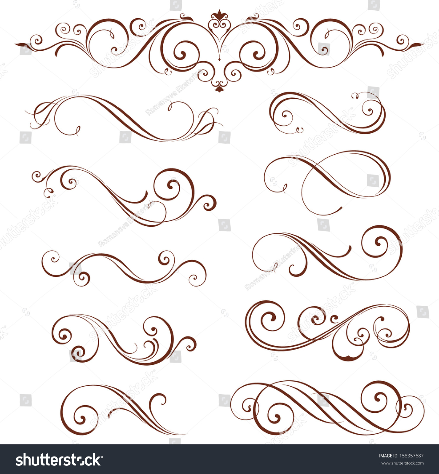 Vector Swirl Ornate Motifs  Elements Can Stock Vector 