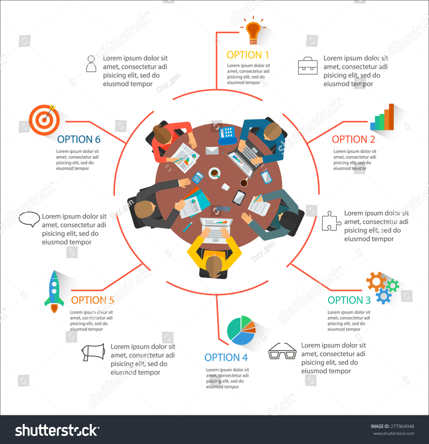 Vector Teamwork Infographic Top View Desk Stock Vector 277964948