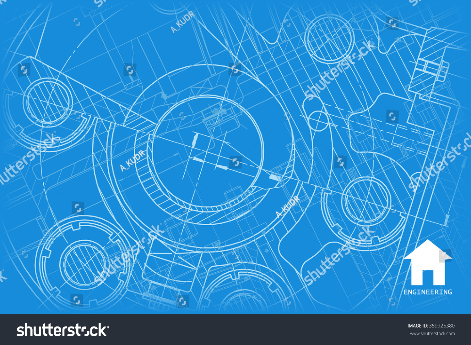 Vector Technical Blueprint Mechanism Engineer Illustration Stock Vector 359925380