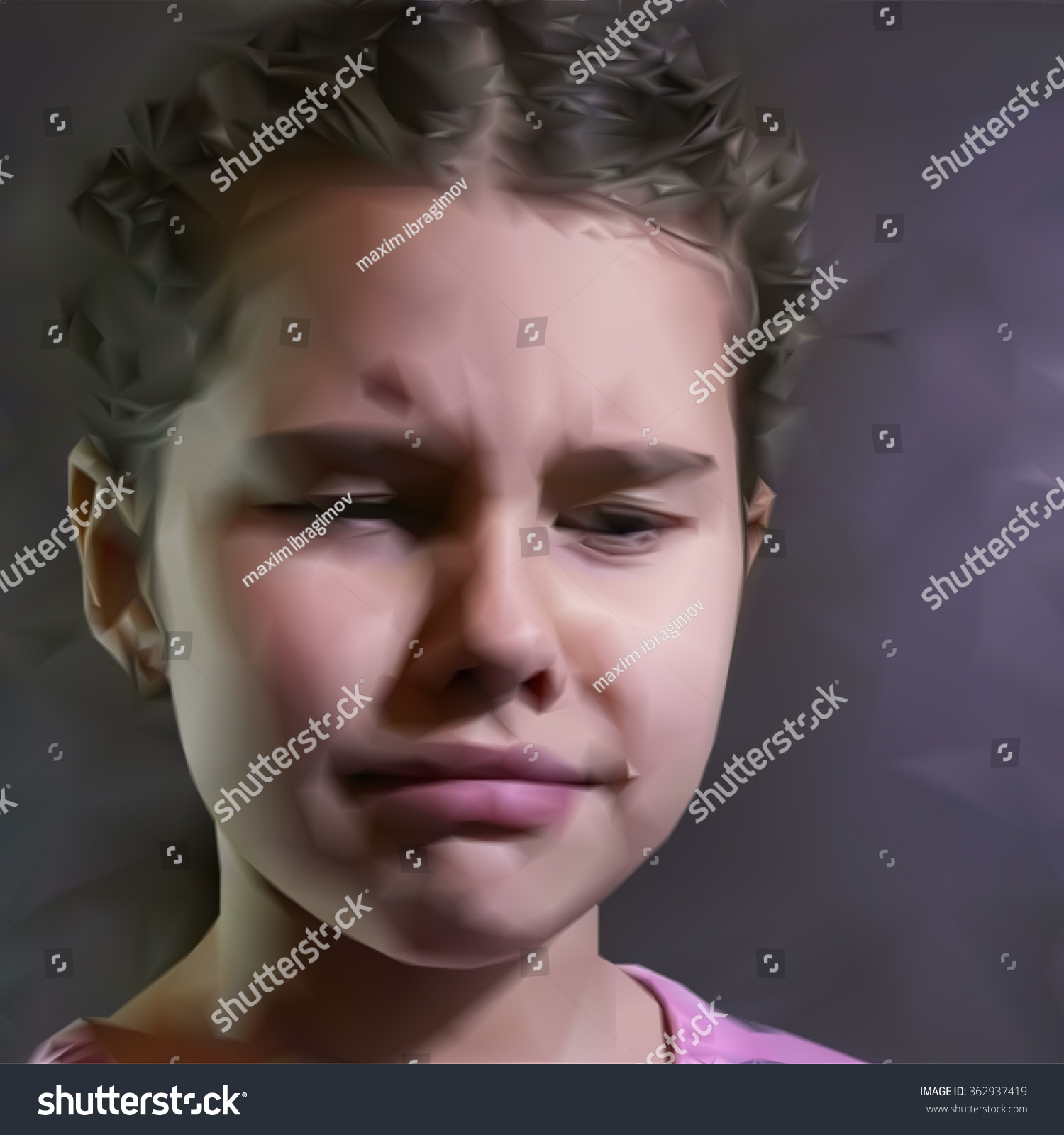 Vector Teen Girl Crying Tears Mesh Stock Vector Royalty Free 362937419 Shutterstock