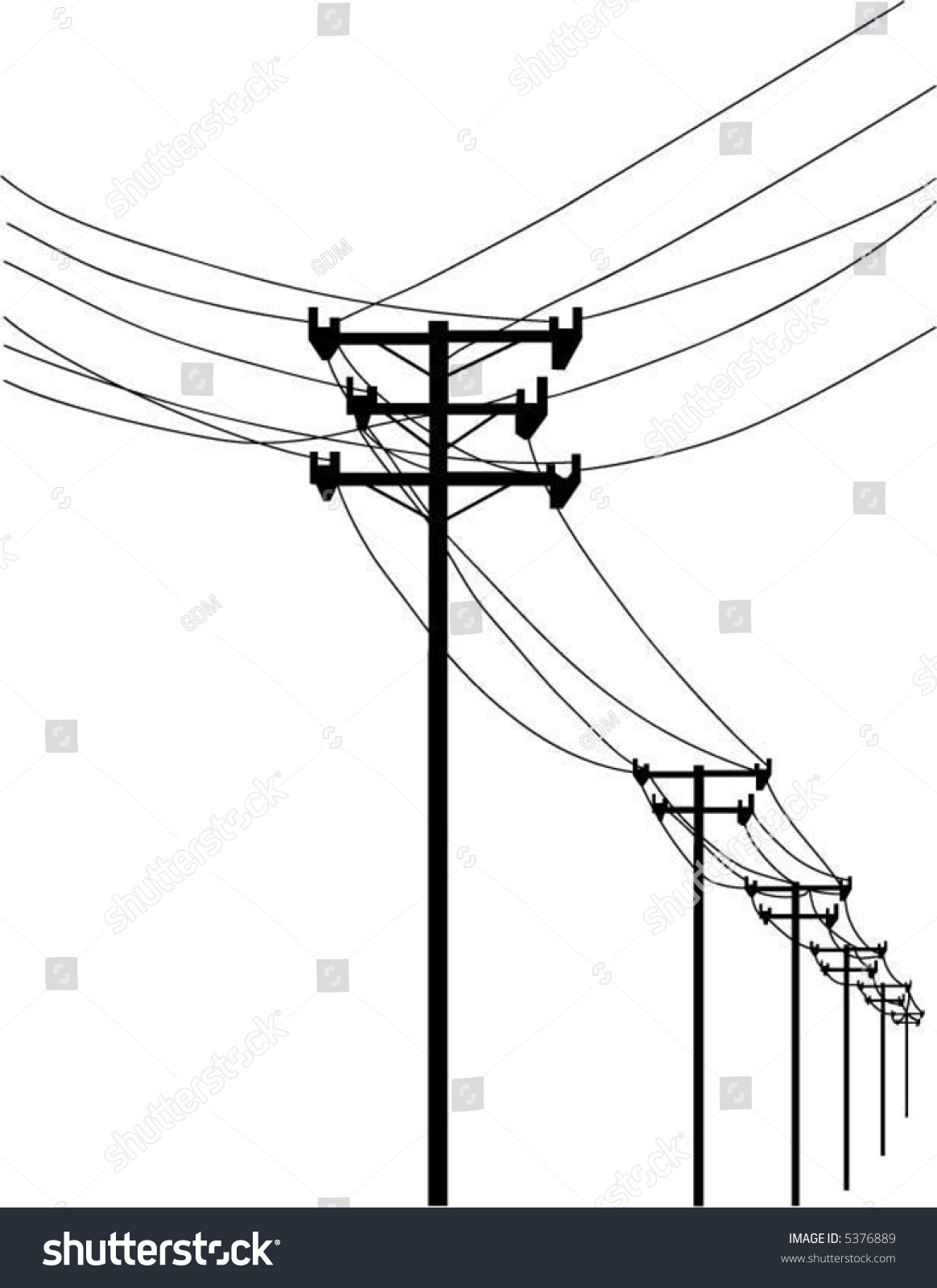 Vector - Telephone Poles And Wires - 5376889 : Shutterstock