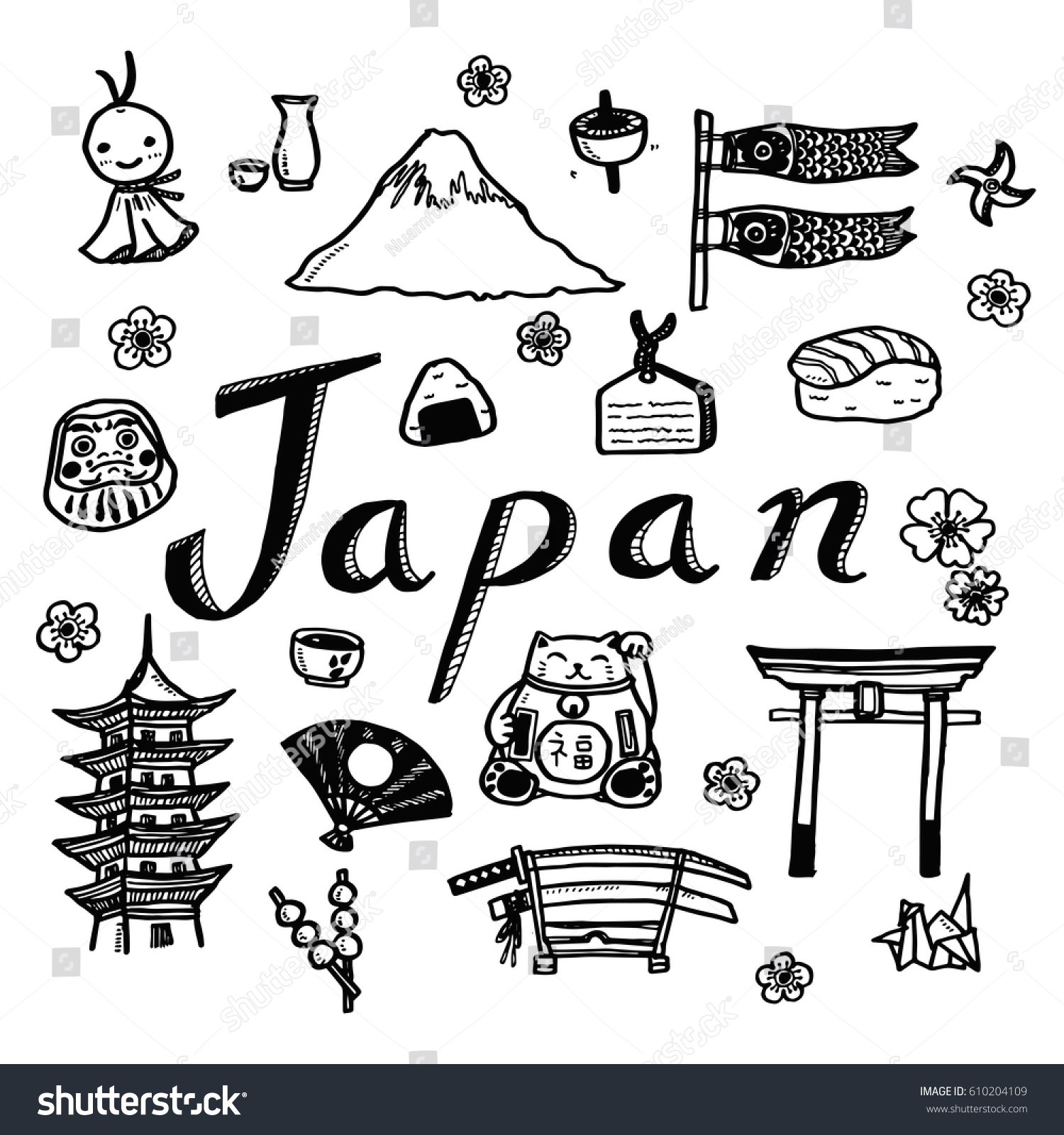Vector Template Doodle Sketch Travel Tourist Stock Vector Royalty